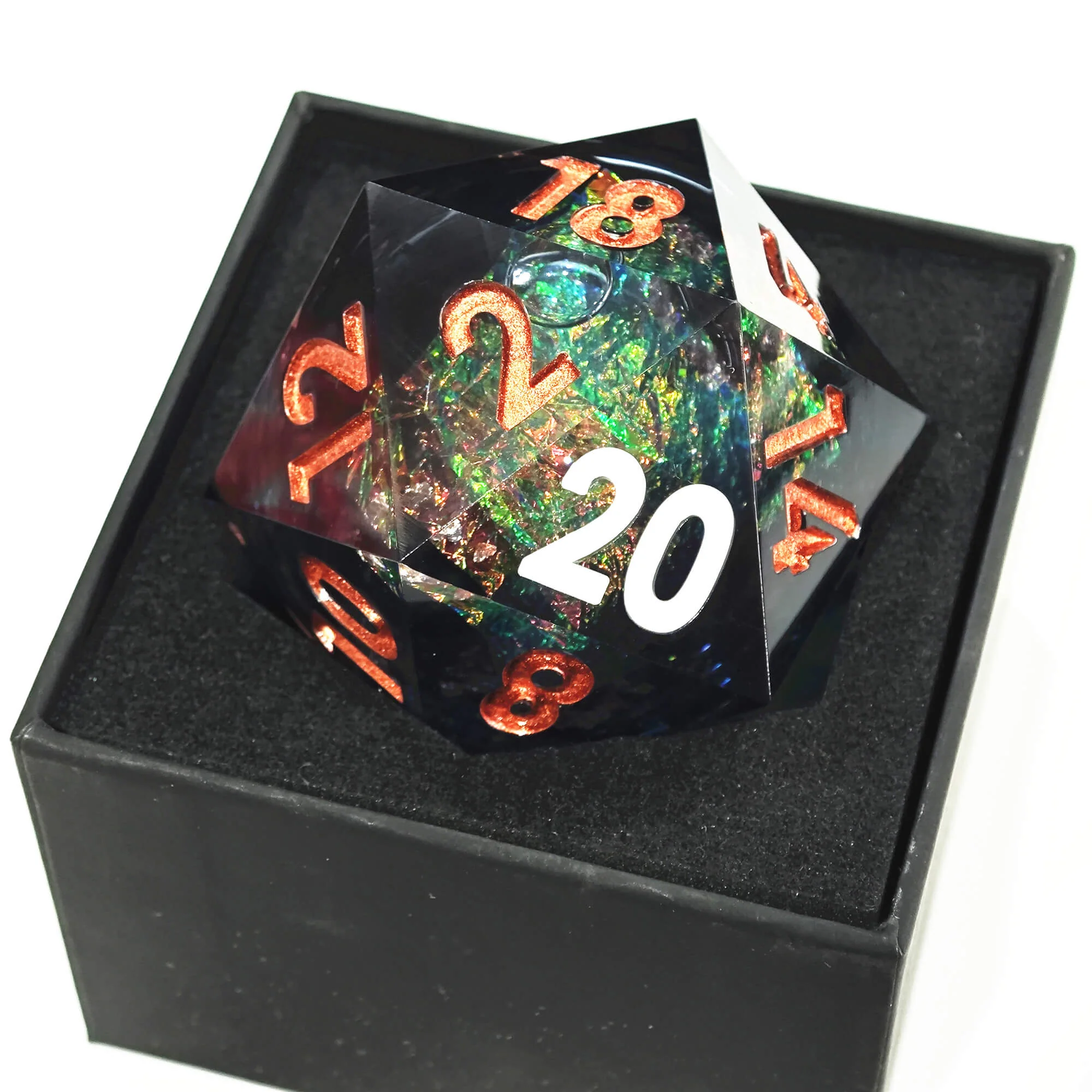 50mm Sharp Edge Polyhedral Blue Liquid Core Giant D20 Dice DnD - Image 7