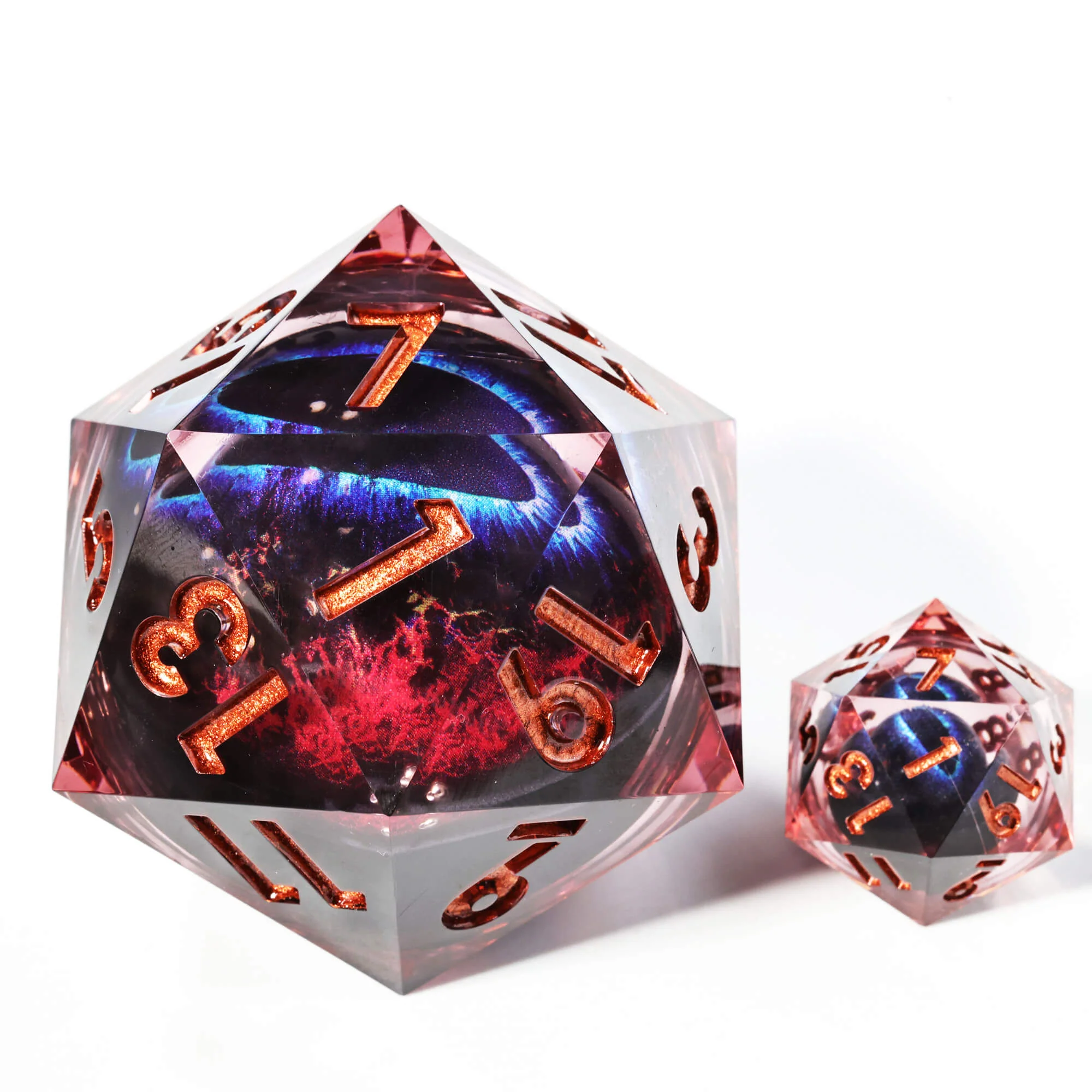 50mm Sharp Edge Polyhedral Brown Dragon Eye 20 Sided Big D&D Dice - Image 3