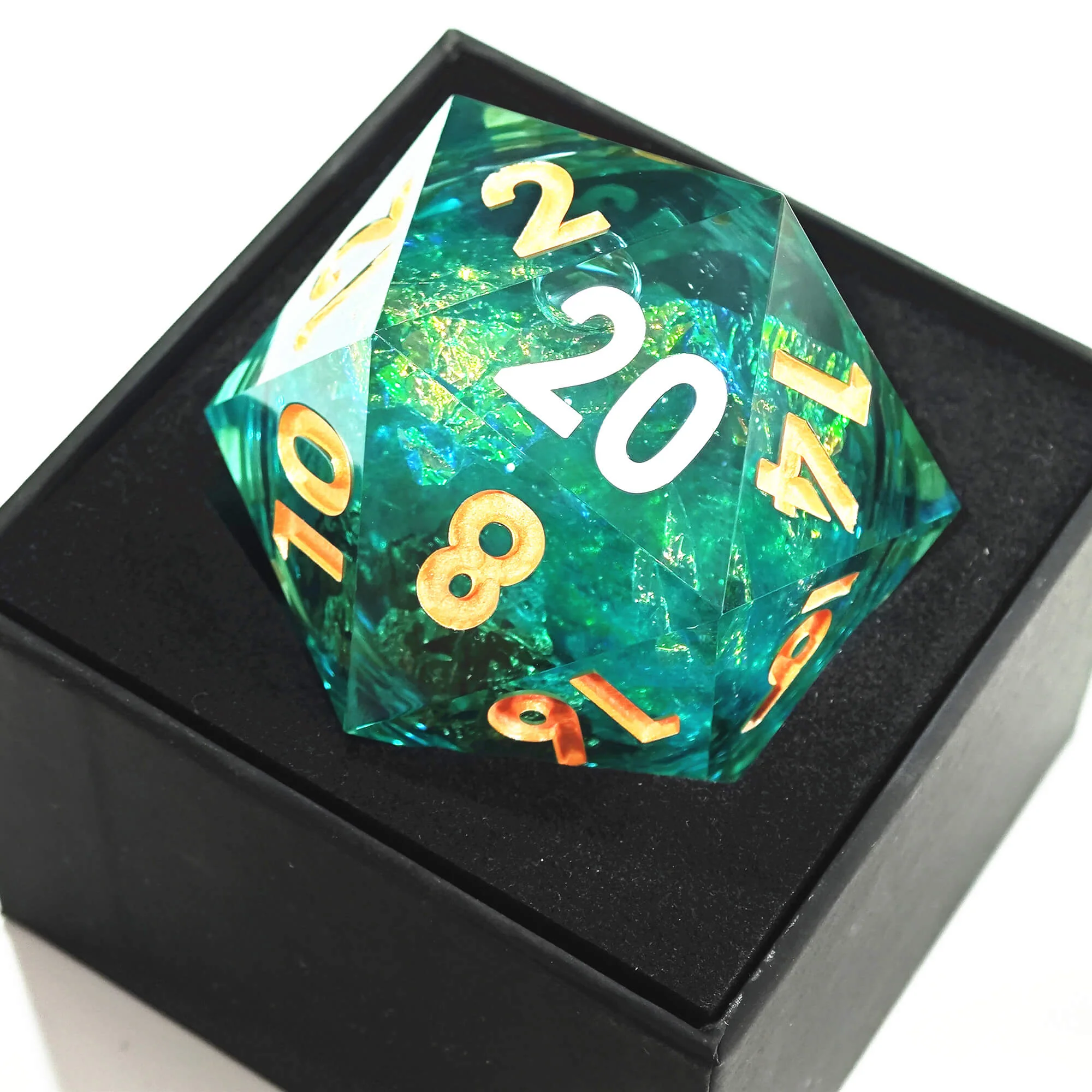 50mm Sharp Edge Polyhedral Green Liquid Core Giant D20 D&D Dice - Image 8