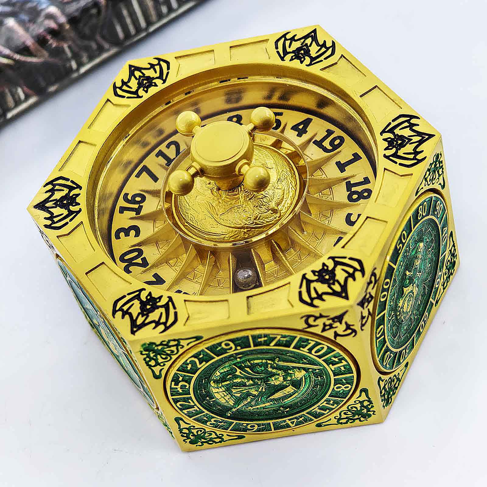 7 in 1 Odin and the Raven Bat Cthulhu Dragon Metal DnD Roulette Wheel Dice 8-sided - Image 10