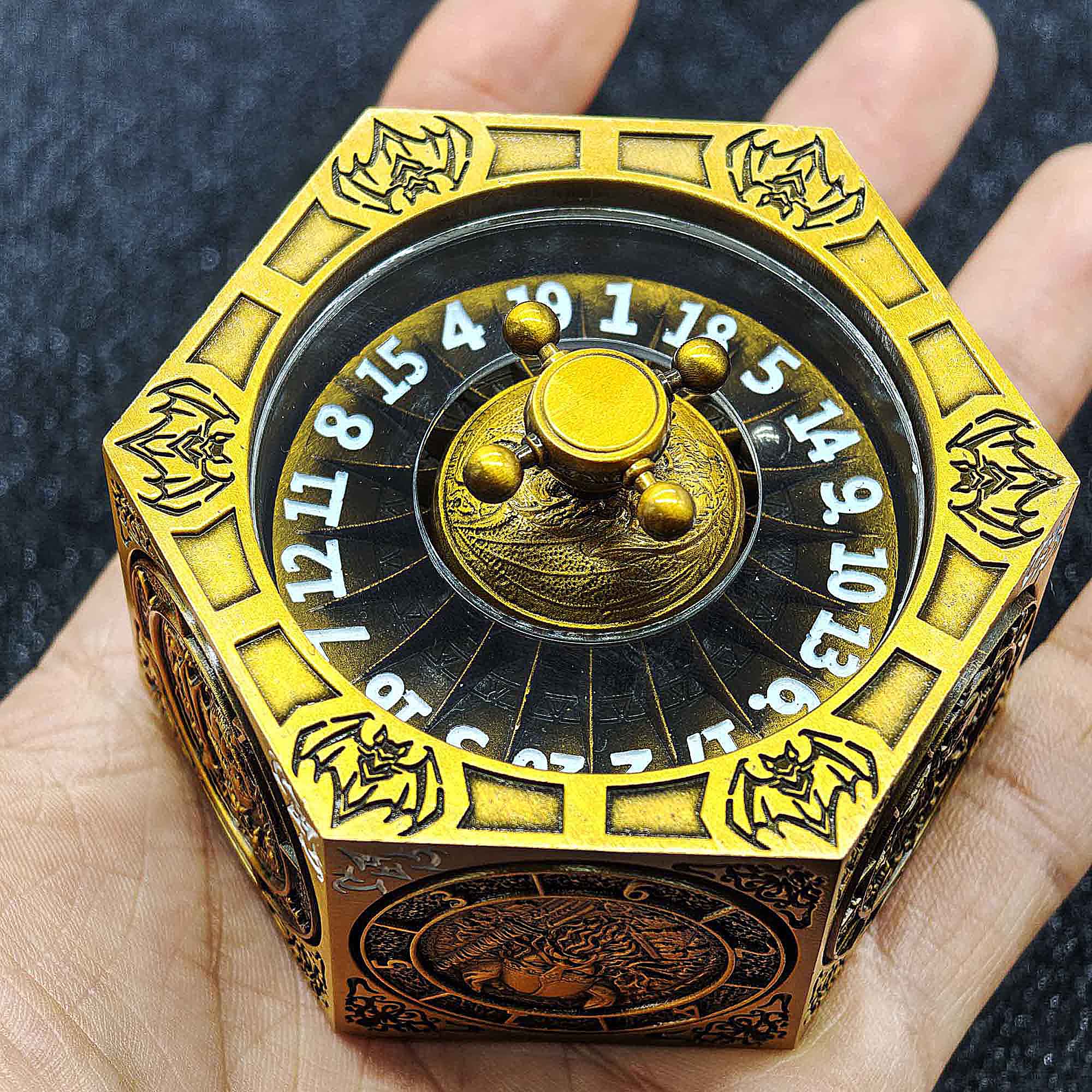 7 in 1 Odin and the Raven Bat Cthulhu Dragon Metal DnD Roulette Wheel Dice 8-sided - Image 22