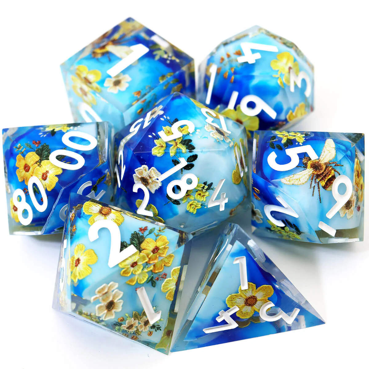 7-Piece Bee Flower Sharp Edge DND Dice Set - Image 10