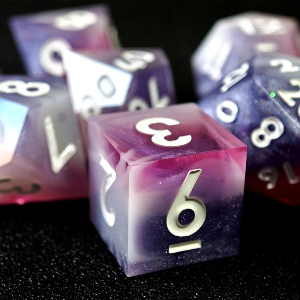 Awesome 7-Piece Polyhedral Resin D&D Dice Set - Pink - Image 8