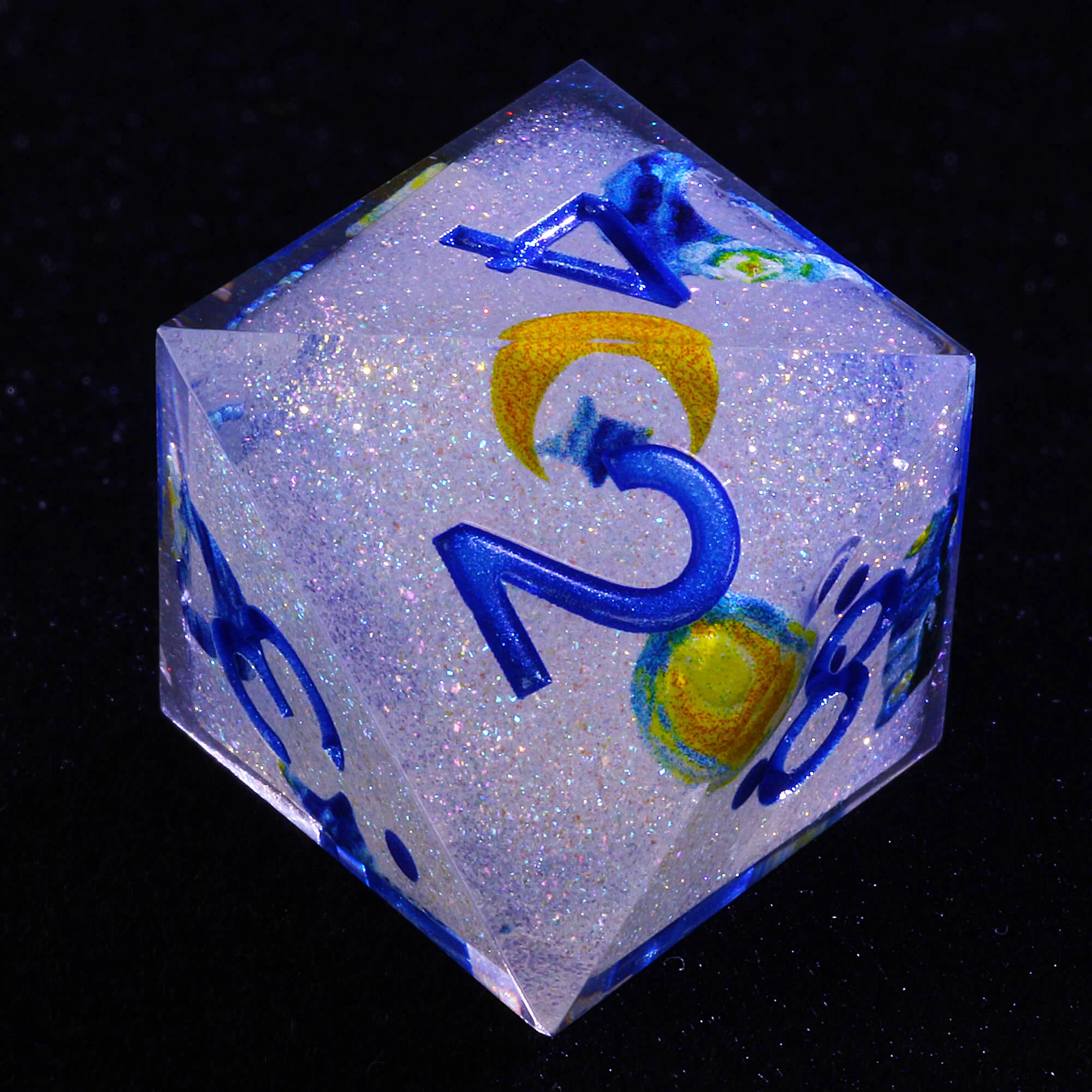 7 Piece Resin Polyhedral D and D Dice Set Shiny the Starry Night-van Gogh - Image 8