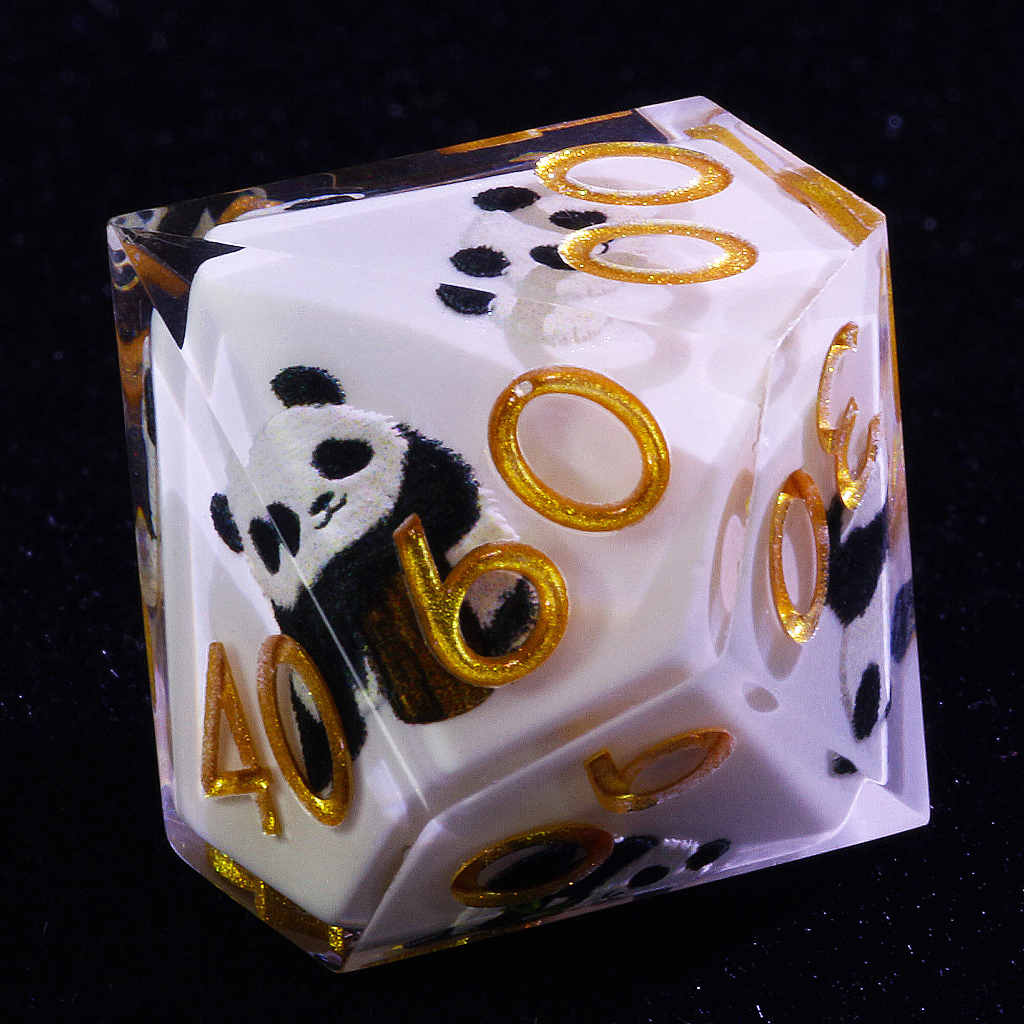 7 Piece Resin Polyhedral D&D Dice Set Panda Milk White - Image 4