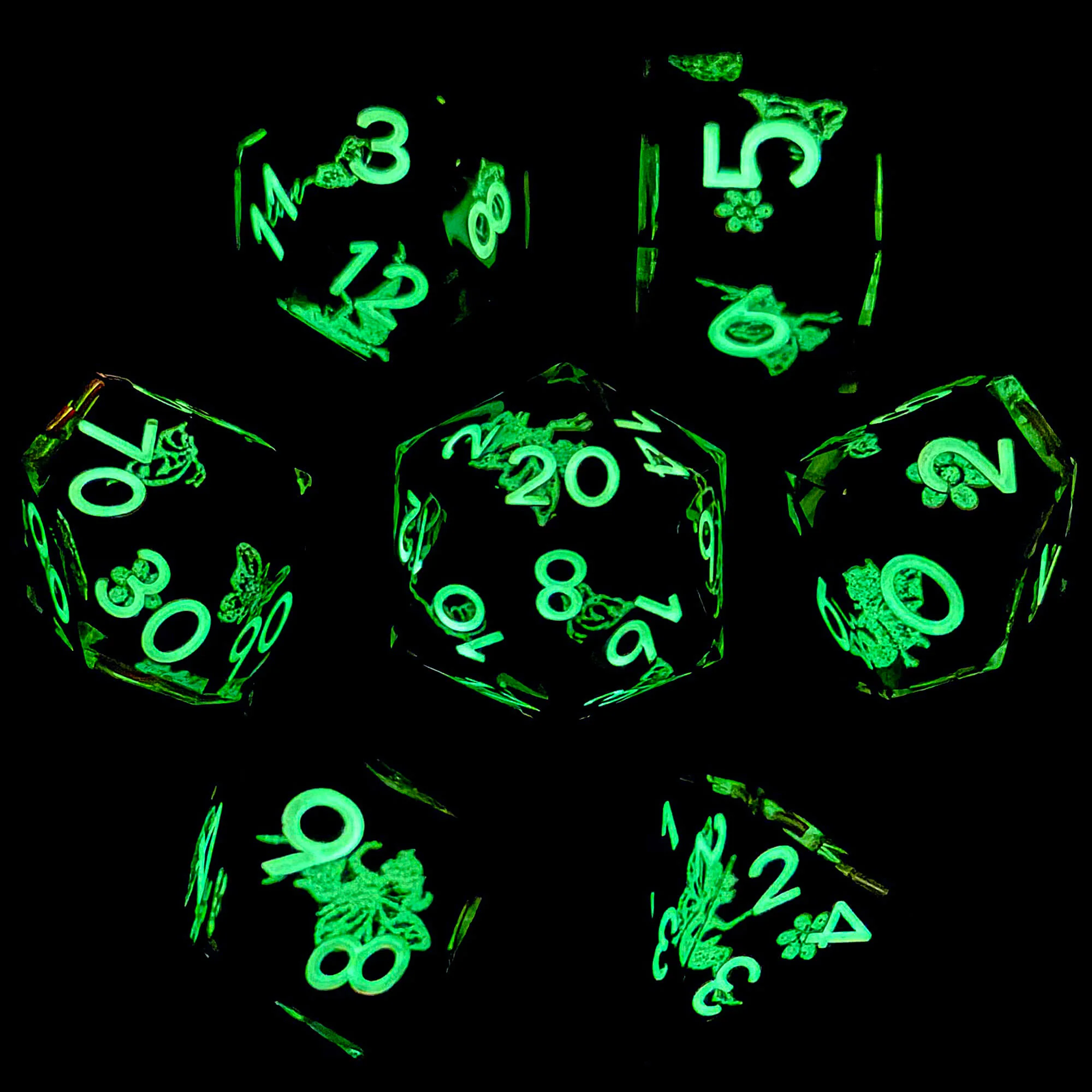 7 Piece Resin Polyhedral Dice Set DD Butterfly Luminous