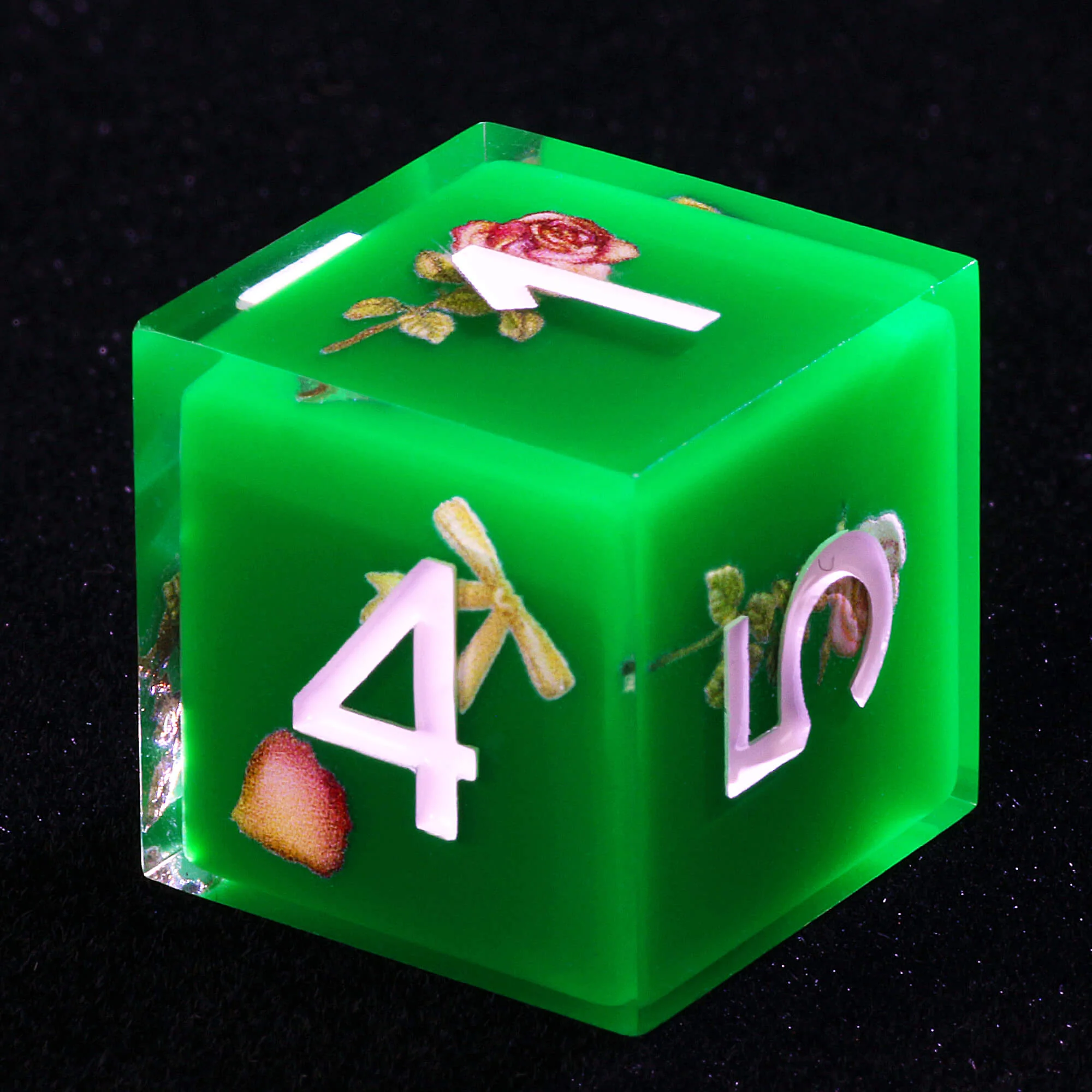 7 Piece Resin Polyhedral Dice Sets D&D Flower Green - Image 5