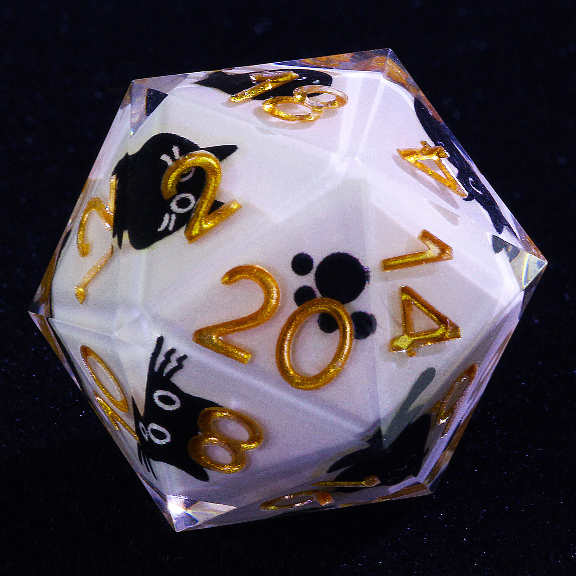7 Piece Resin Polyhedral Dice Sets DnD Kitten Milk White