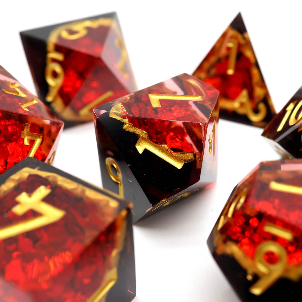 7-Piece Sharp Edge Red Geode DND Dice Set - Image 10
