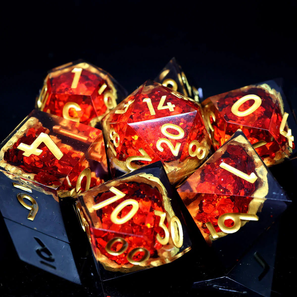 7-Piece Sharp Edge Red Geode DND Dice Set - Image 7
