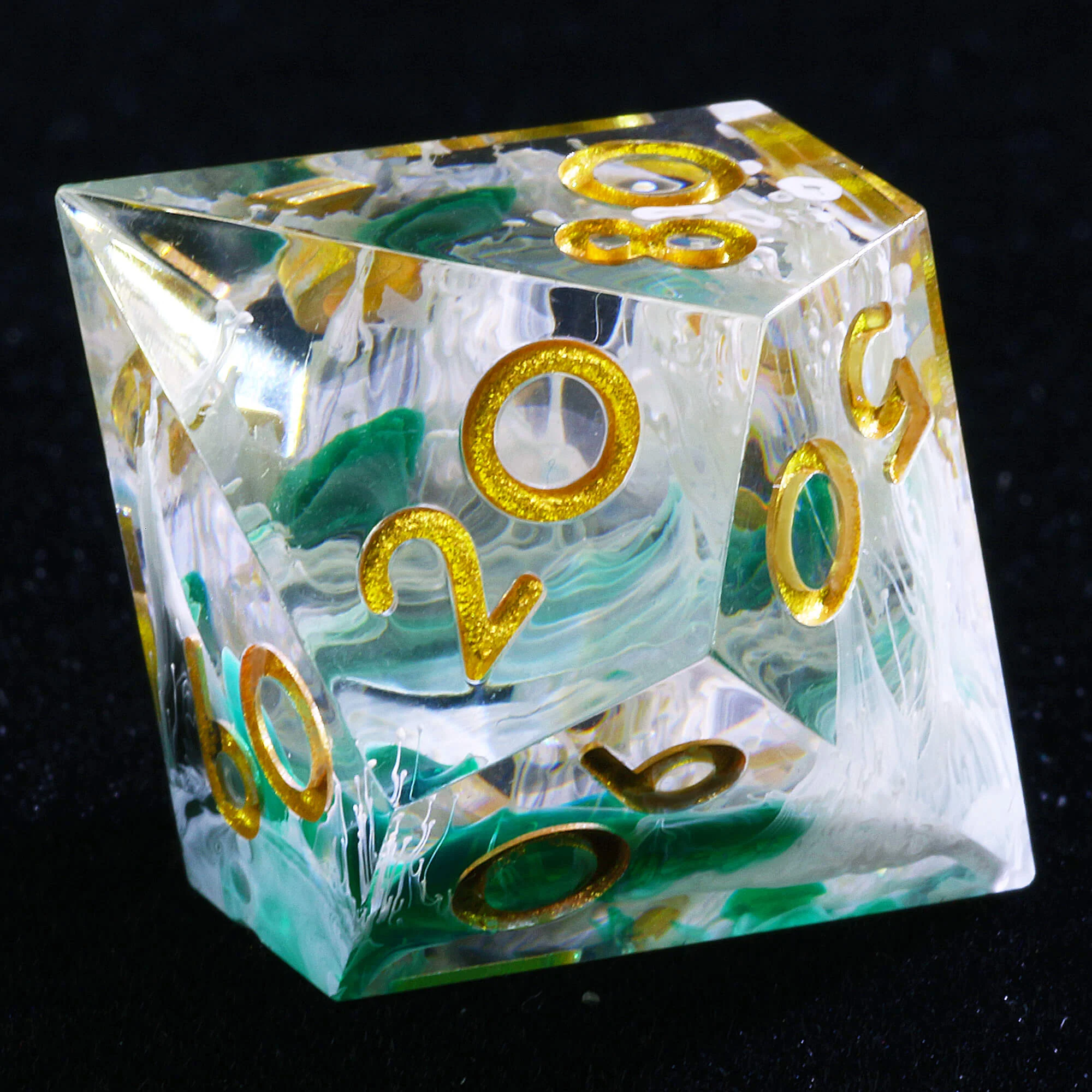 7 Polyhedral Resin D and D Set of Dice Wave Green - Image 8