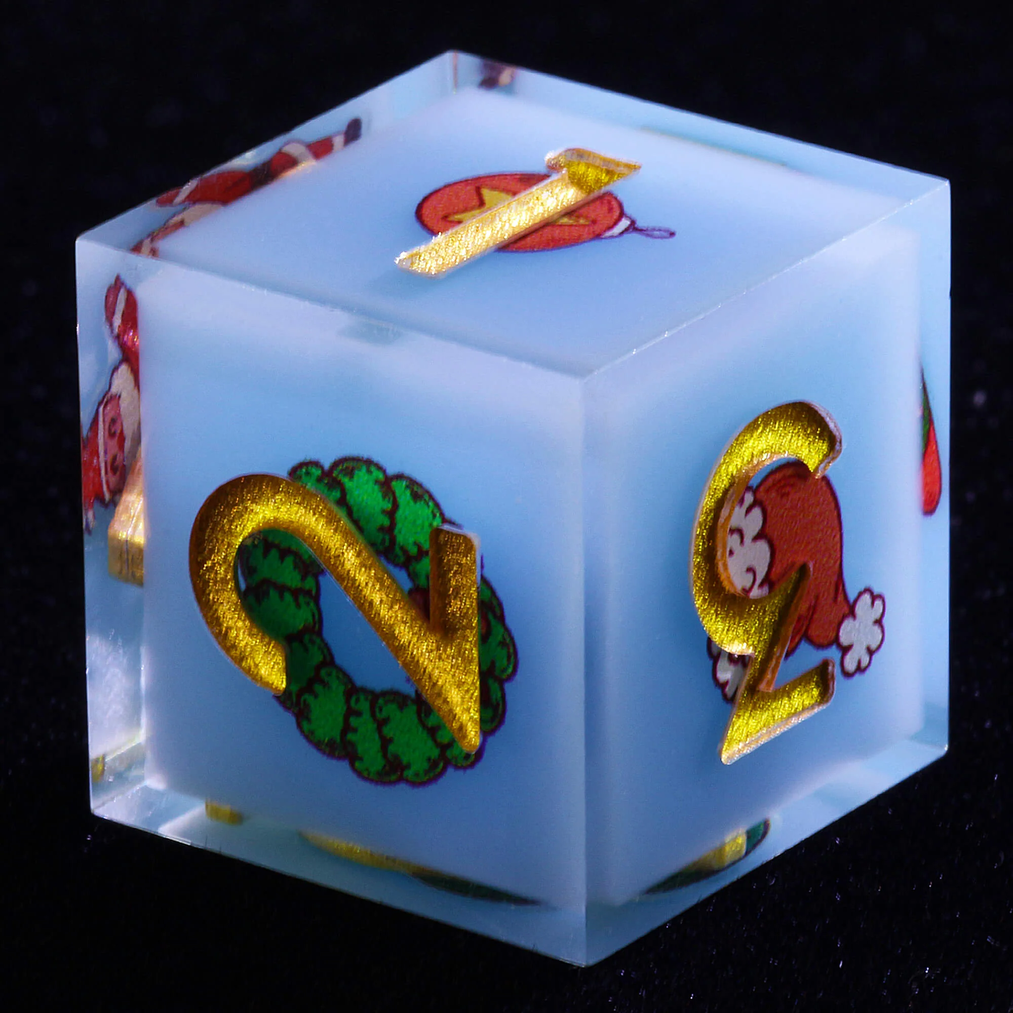 7 Polyhedral Resin DD Dice Sets Christmas Santa Claus Blue - Image 4