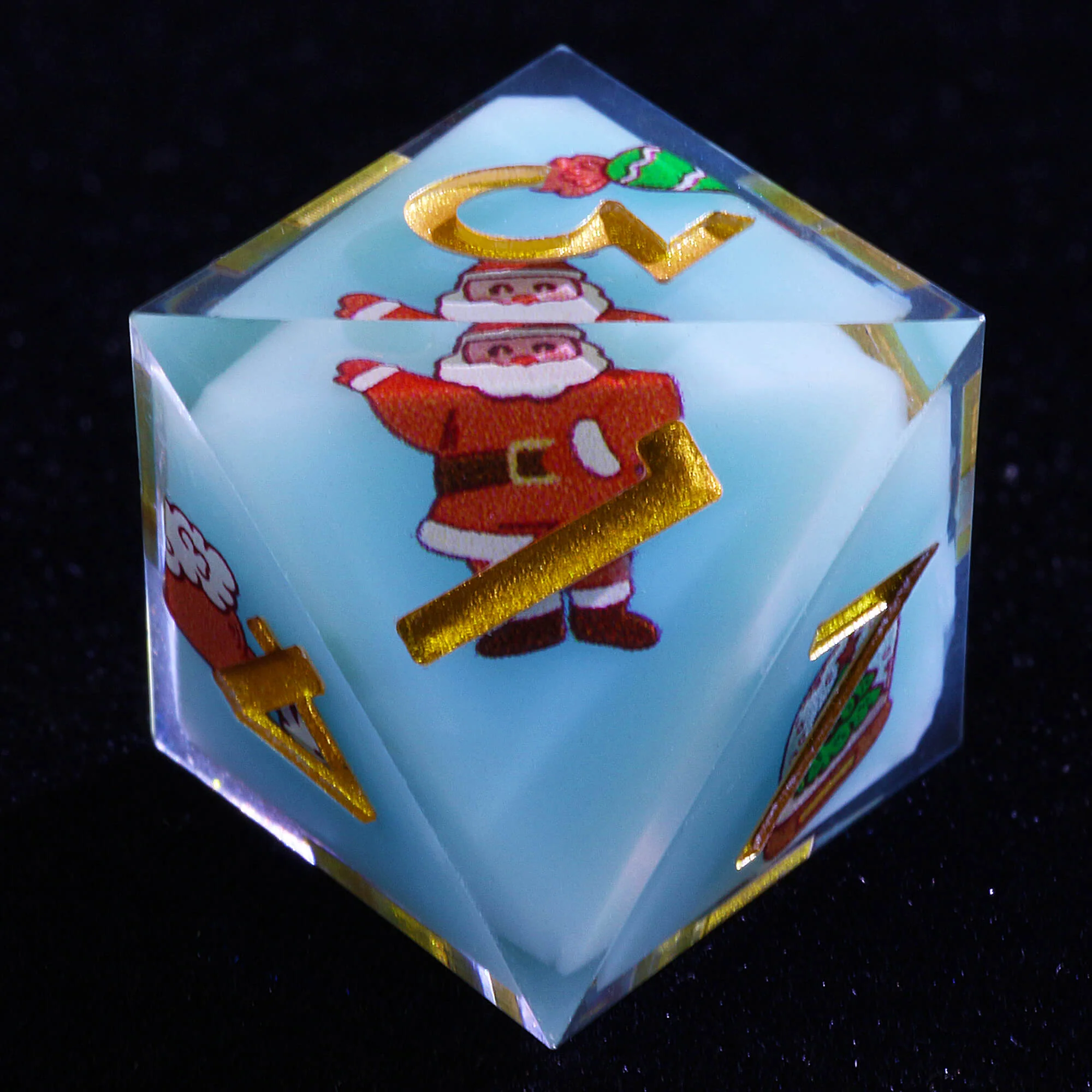 7 Polyhedral Resin DD Dice Sets Christmas Santa Claus Blue - Image 5
