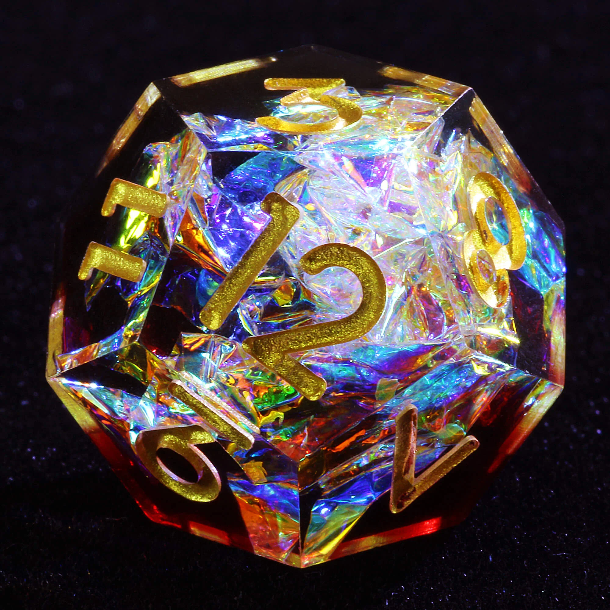 7 Polyhedral Resin DnD Dice Set Silver Paper Red - Image 7