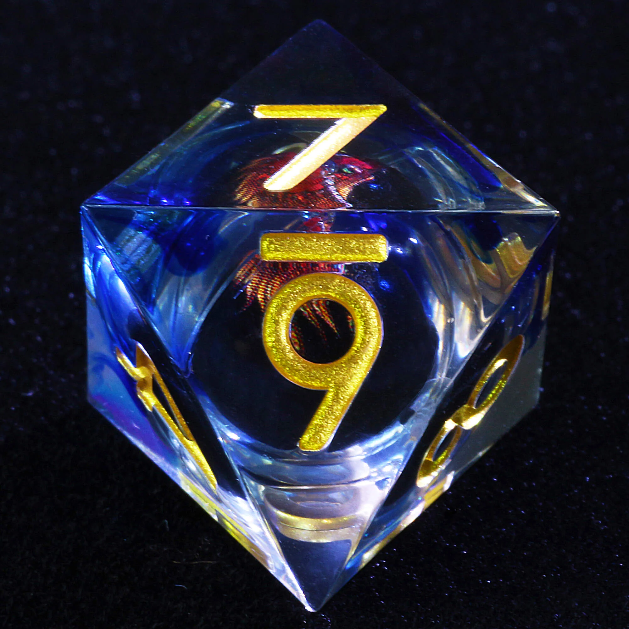 7 Polyhedral Resin Dragon Liquid Core Set Dice DnD - Image 5