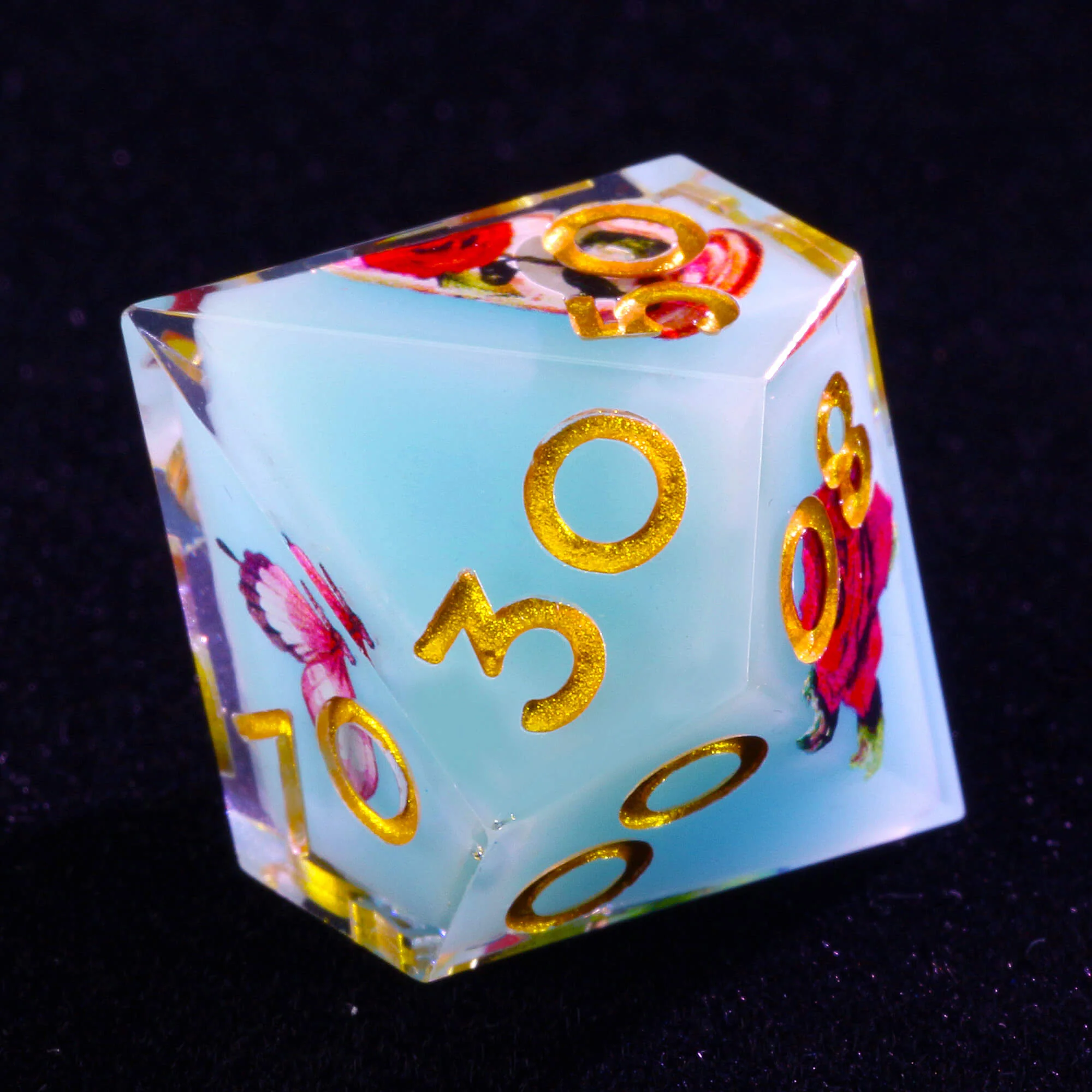 7 Polyhedral Resin Layered Dice Sets DD Flower Butterfly - Image 5