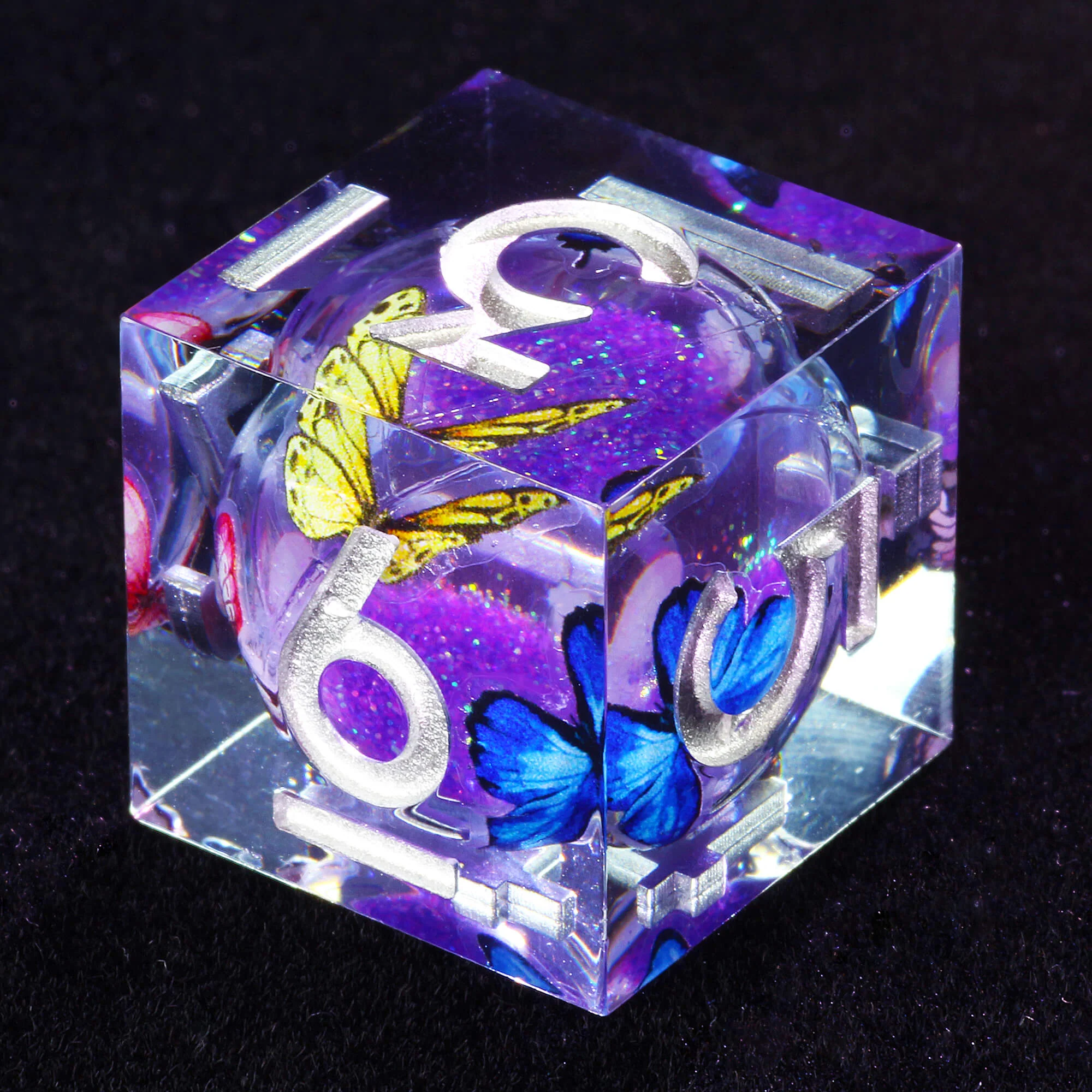 7 Polyhedral Resin Liquid Core D and D Dice Sets Butterfly - Image 5