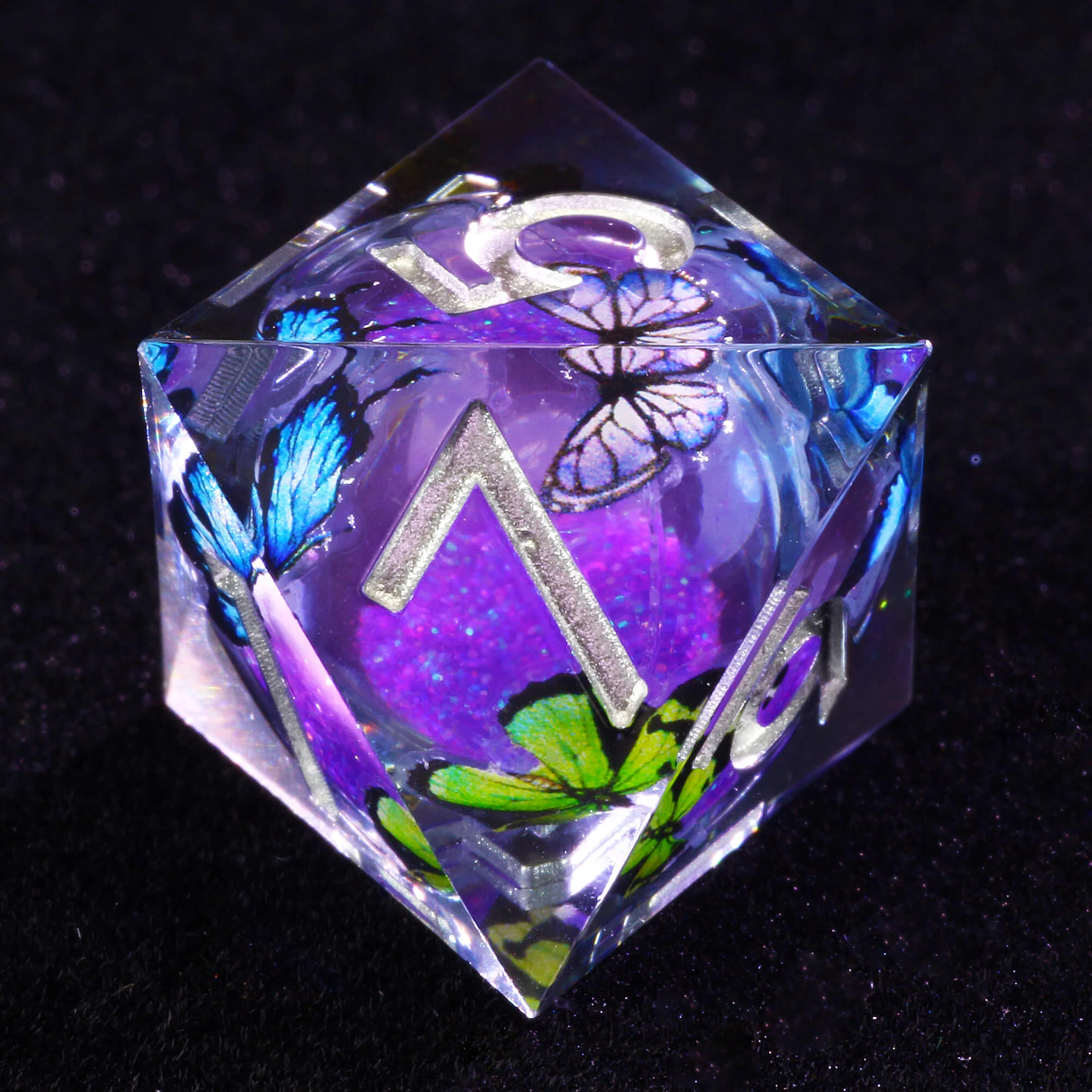 7 Polyhedral Resin Liquid Core D and D Dice Sets Butterfly - Image 6
