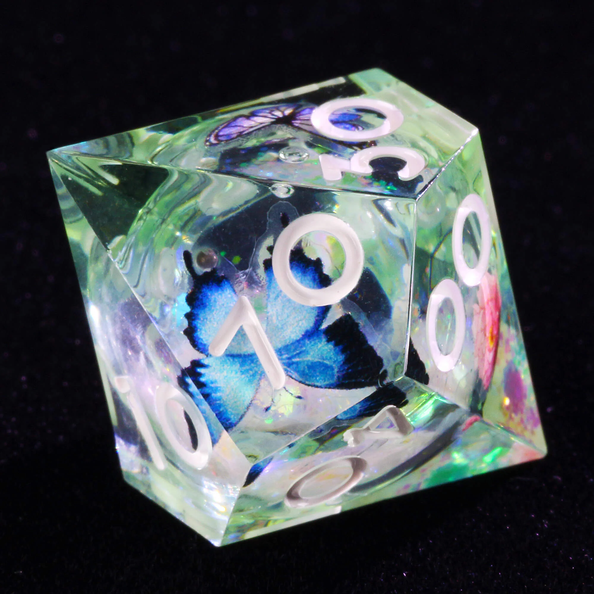 7 Polyhedral Resin Liquid Core DD Dice Set Butterfly - Image 8