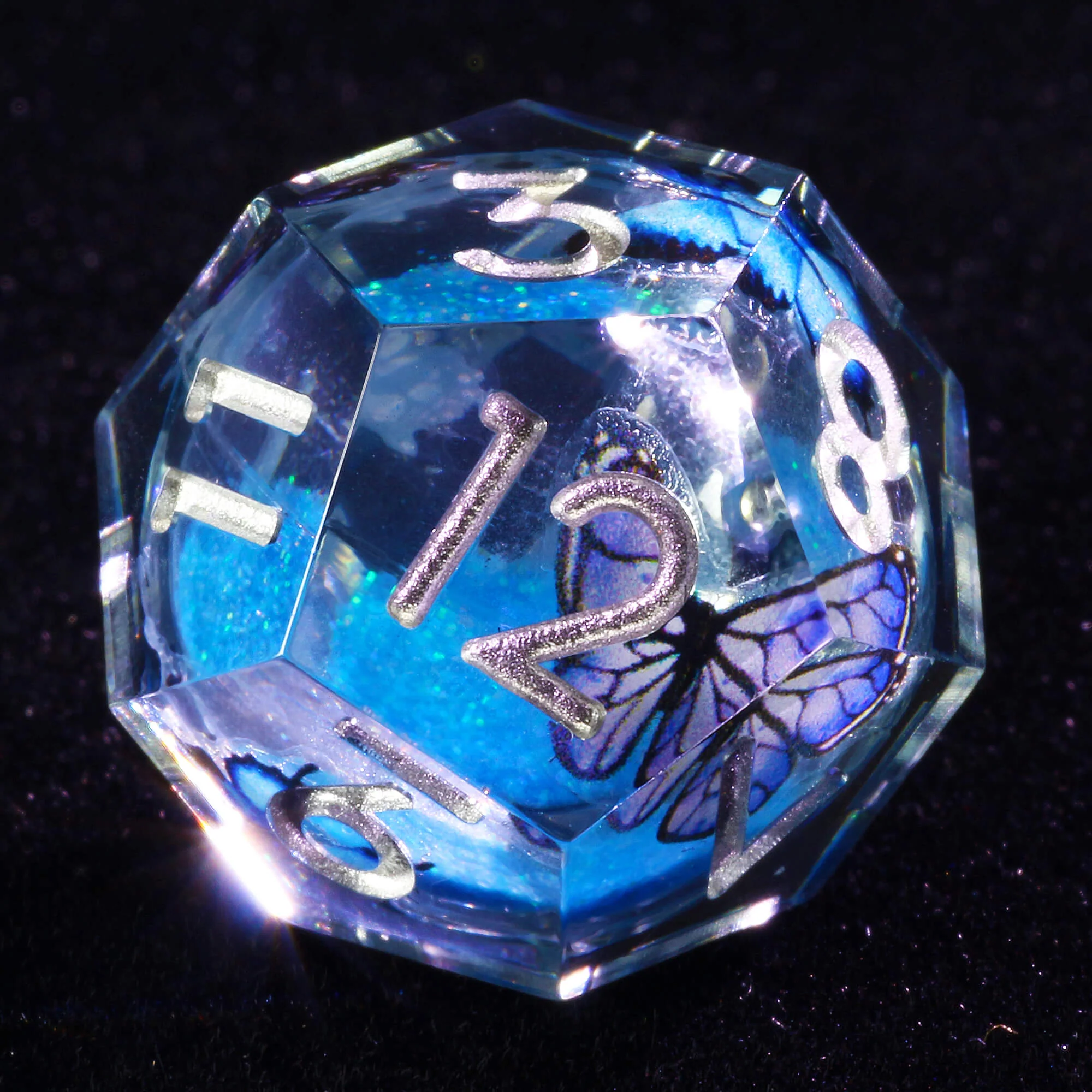 7 Polyhedral Resin Liquid Core DD Set of Dice Butterfly - Image 3