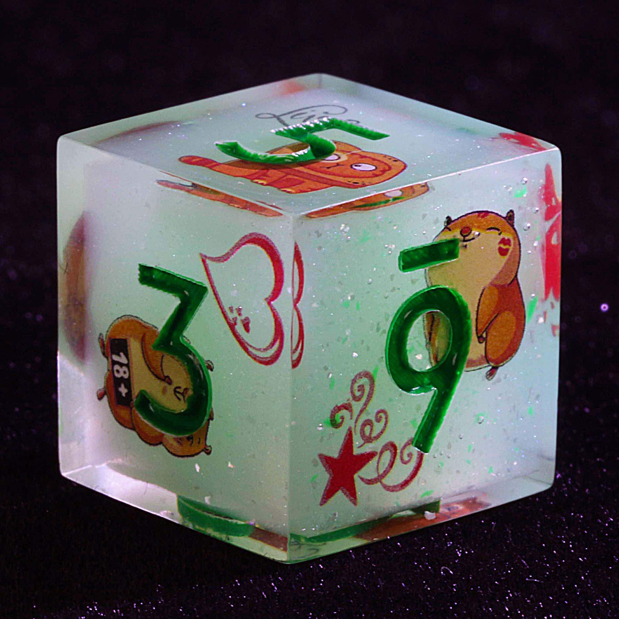 Luminous 9 Polyhedral DnD Set Dice Mischief Cat Prank - Image 3