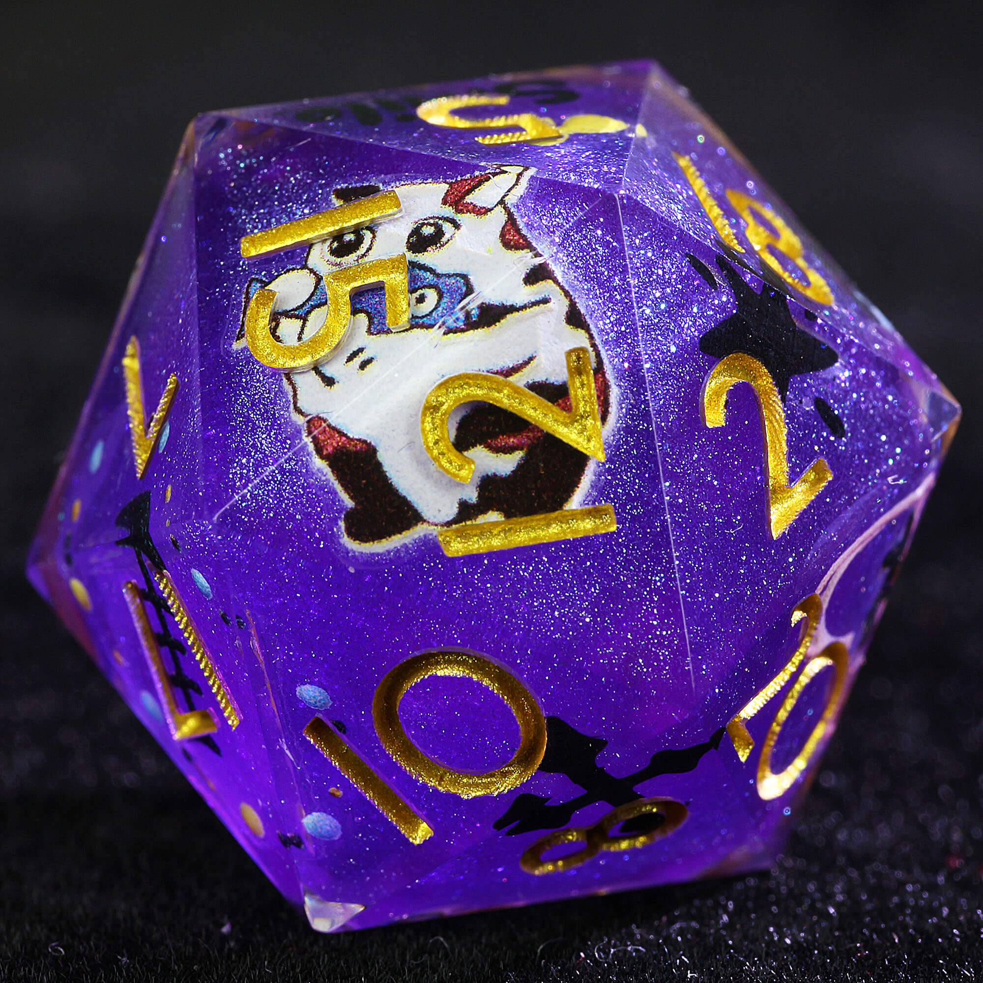 9 Polyhedral Resin DD Set Dice Binary Feline Omen - Image 2