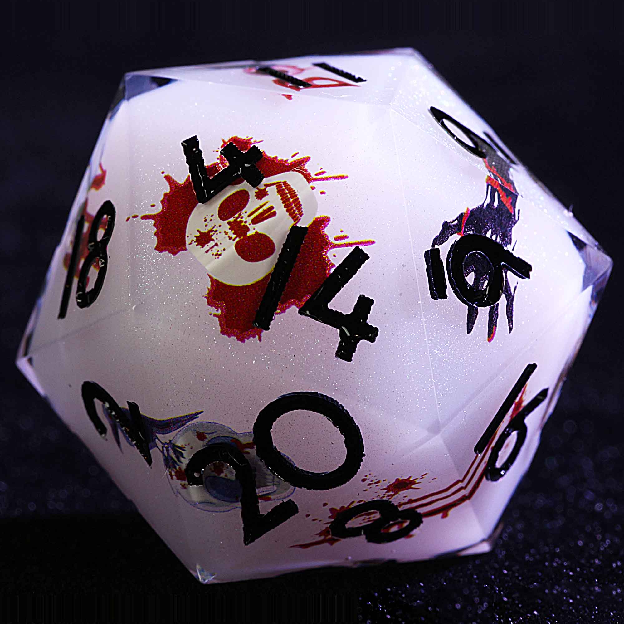 Halloween 9 Polyhedral Resin Set Dice D and D Spectral Pearl Terror - Image 2