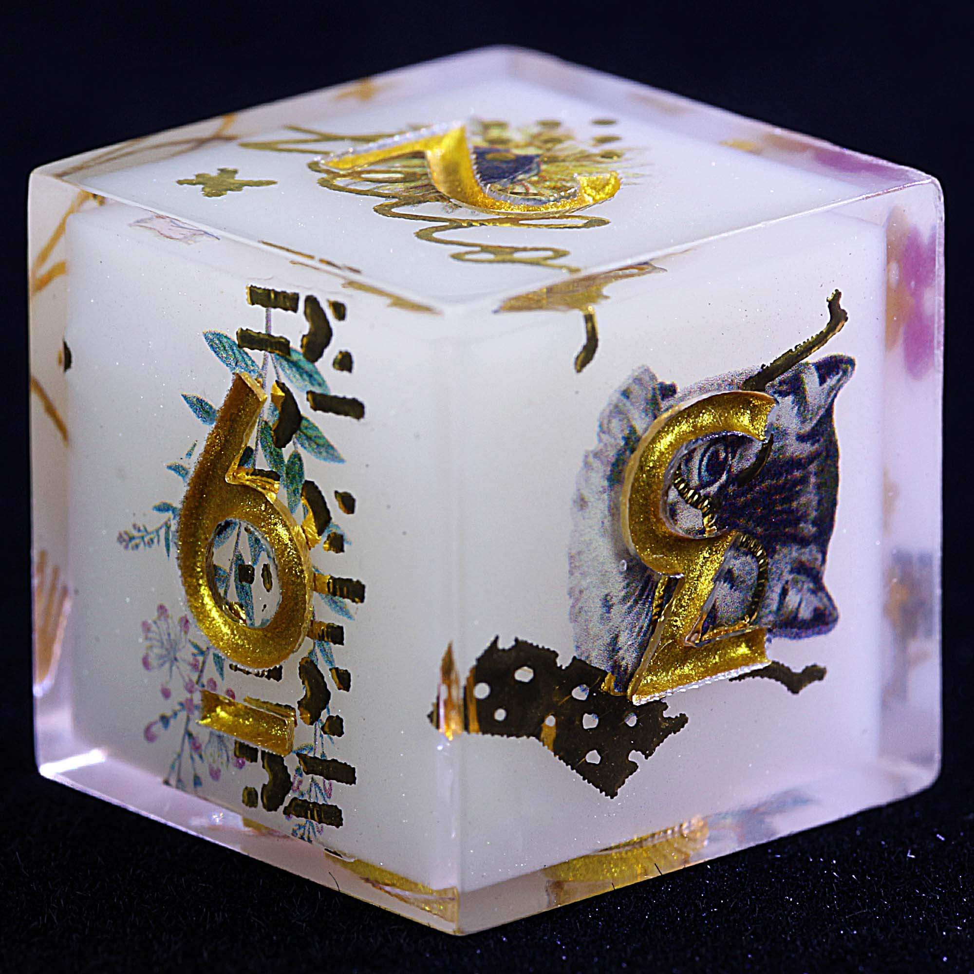 9 Polyhedral Resin Set of D and D Dice Gilded Whisker Floral - Image 3