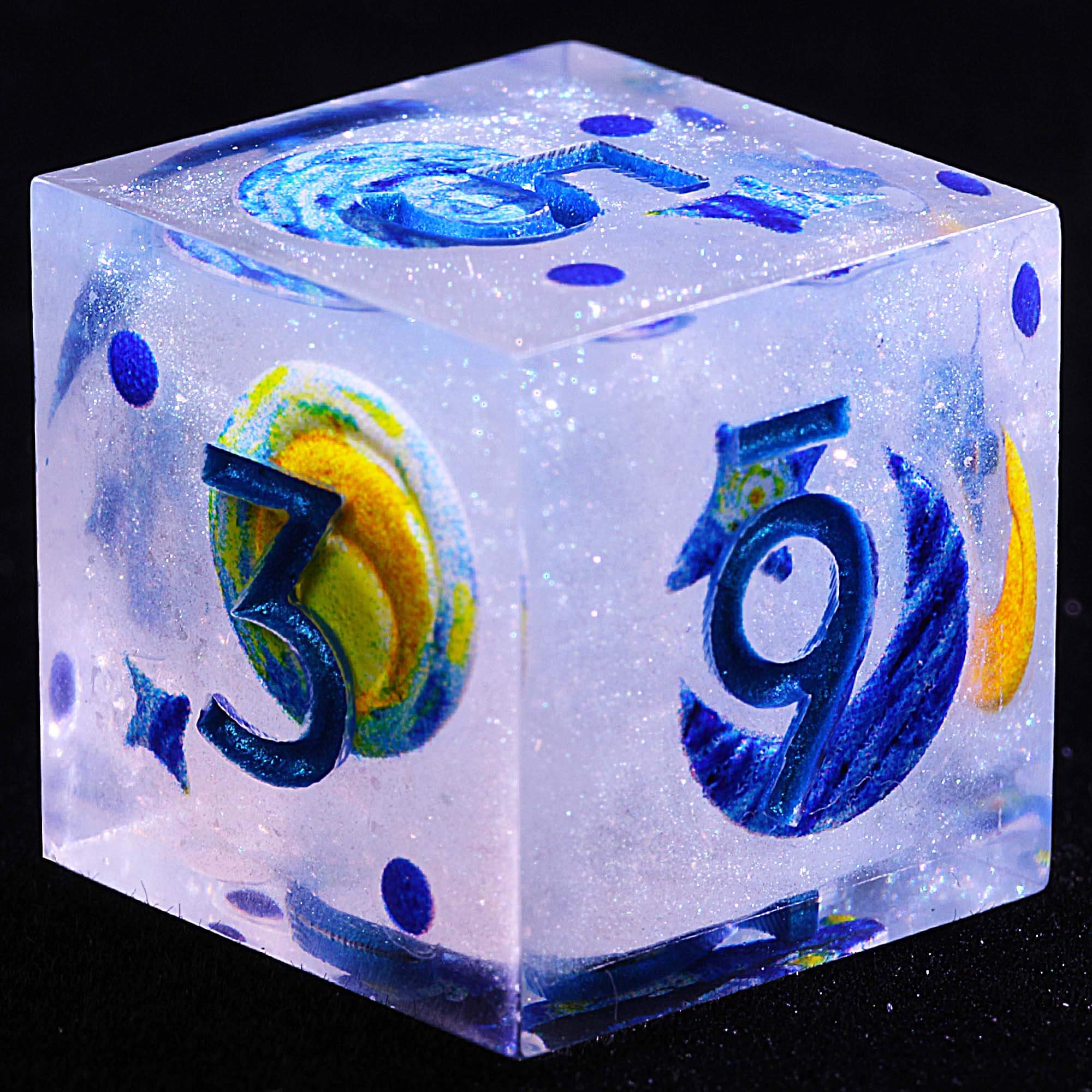 9 Polyhedral Resin Set of DnD Dice Starry Night Mirage - Image 3