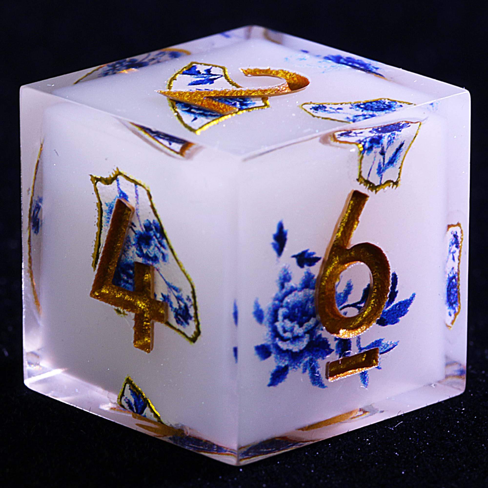 9 Polyhedral Resin Sets D&D Dice Gilded Blue and White - Image 3