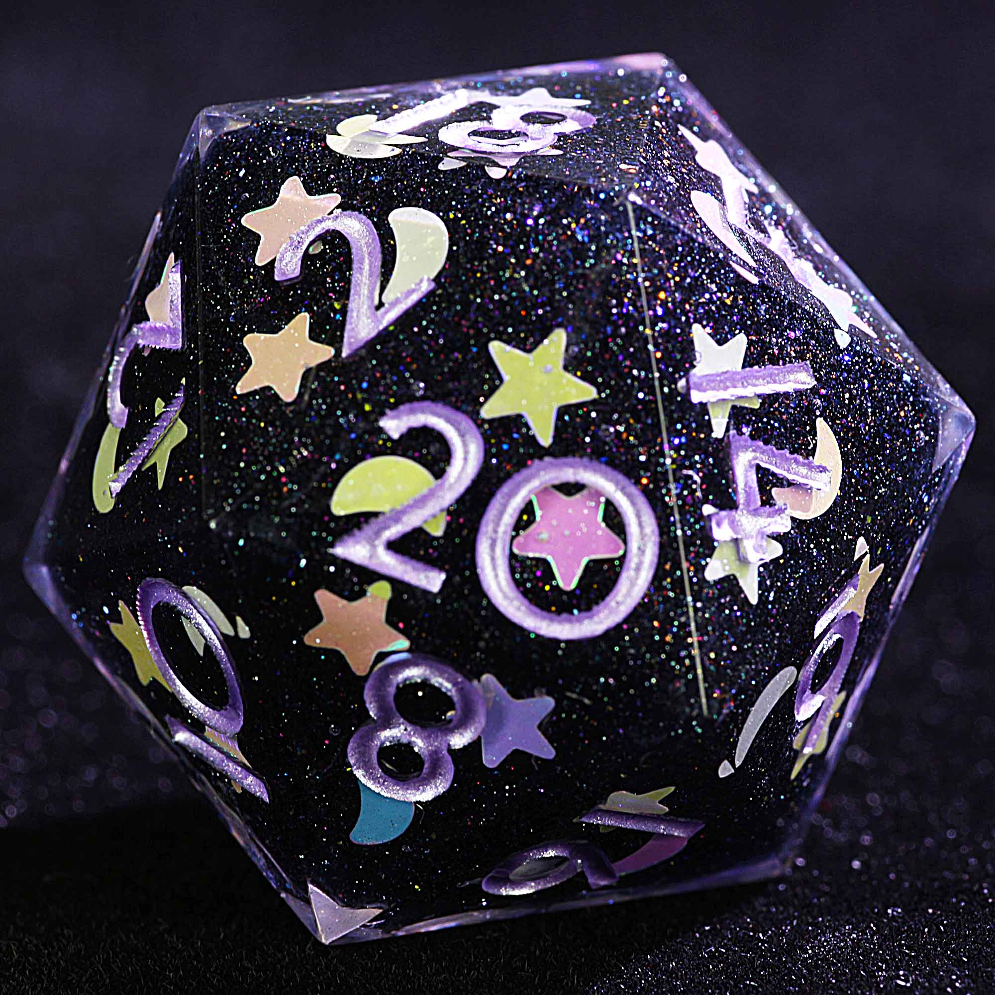9 Polyhedral Resin Sets of DnD Dice Starry Moon Night - Image 2