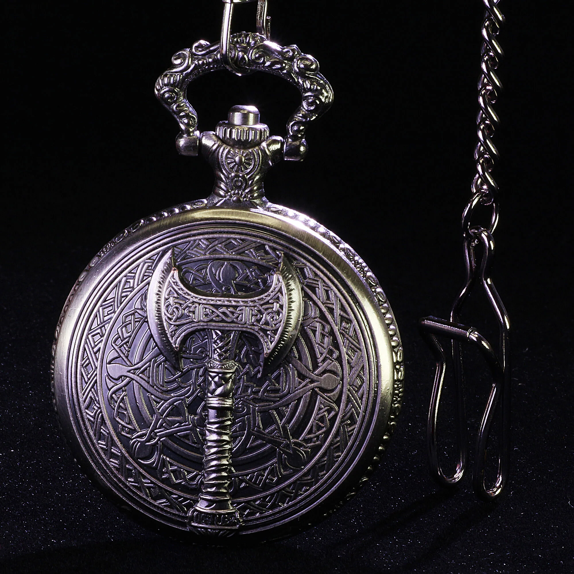 Barbarian Axe Mini Polyhedral Metal D&D Dice Set with Pocket Watch Shell Case - Image 8