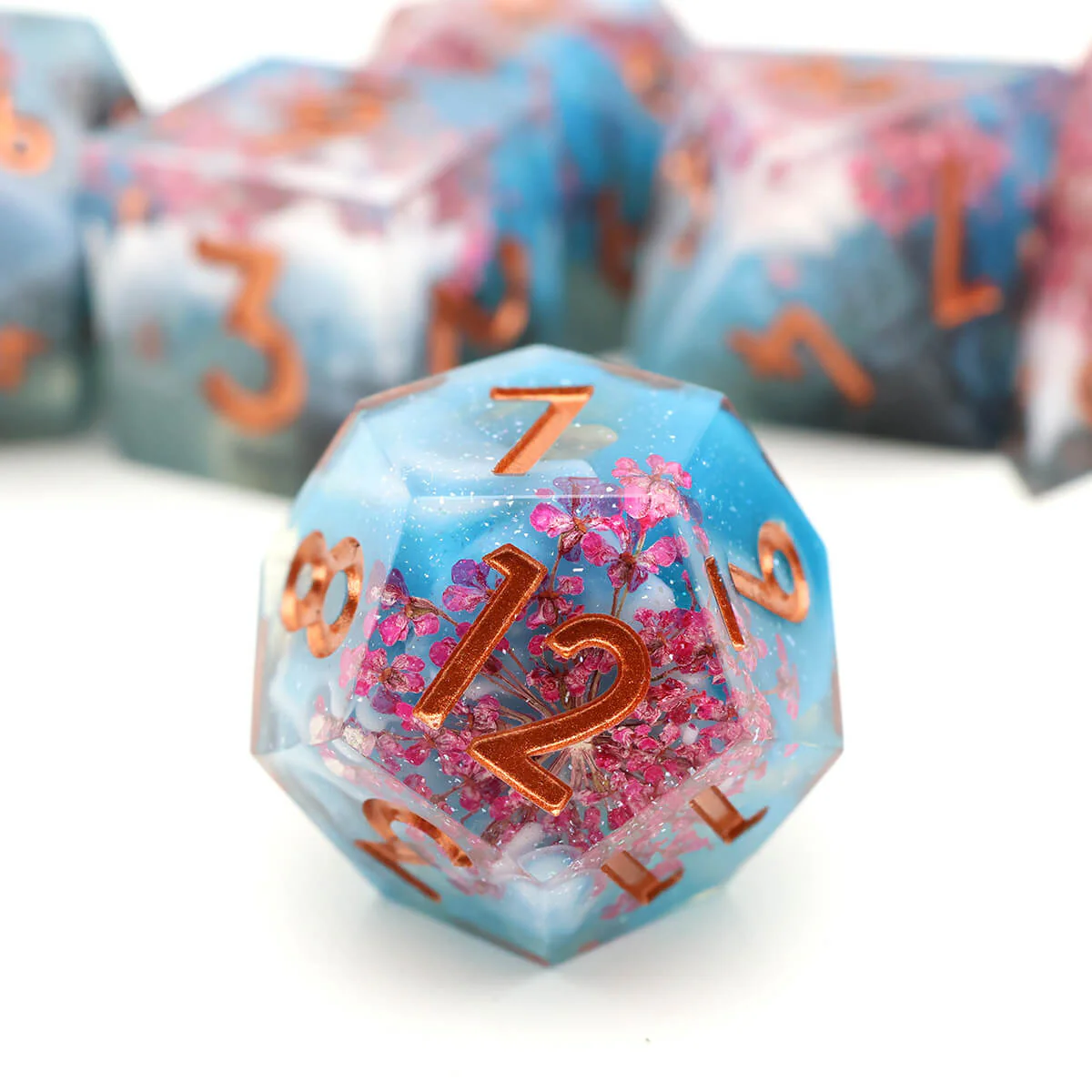 Blooming Flower 7-Piece Sharp Edge DND Dice Set - Image 3