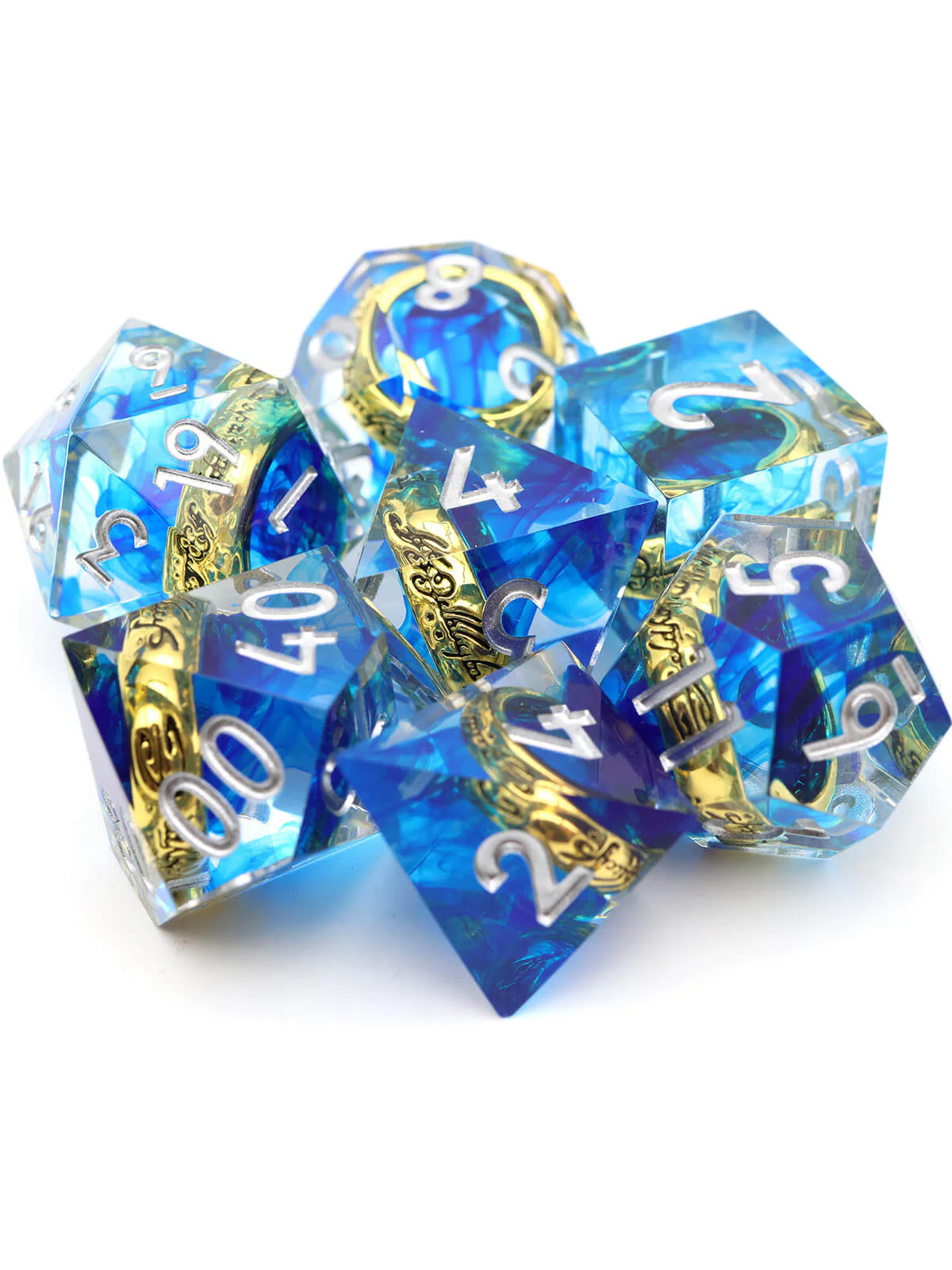 Blue Magic Ring 7-Piece Sharp Edge DND Dice Set - Image 3