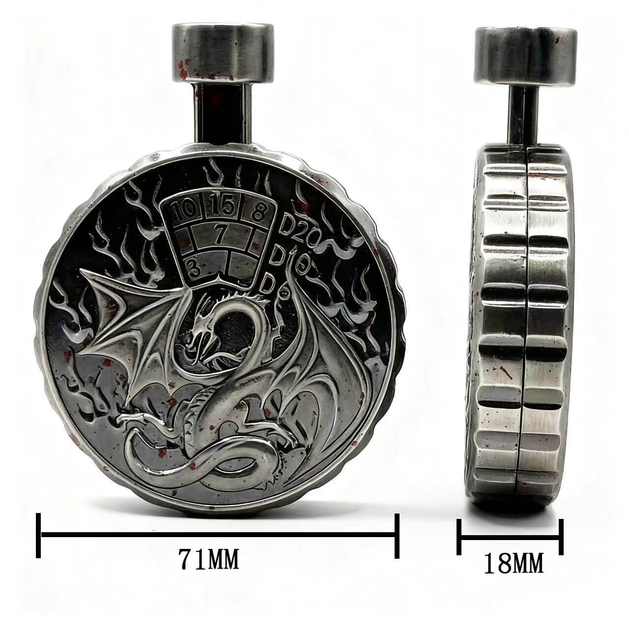 Cthulhu Wyvern 7 in 1 Button Presser Spinning DnD Metal Dice Bottle Roulette Game - Image 10