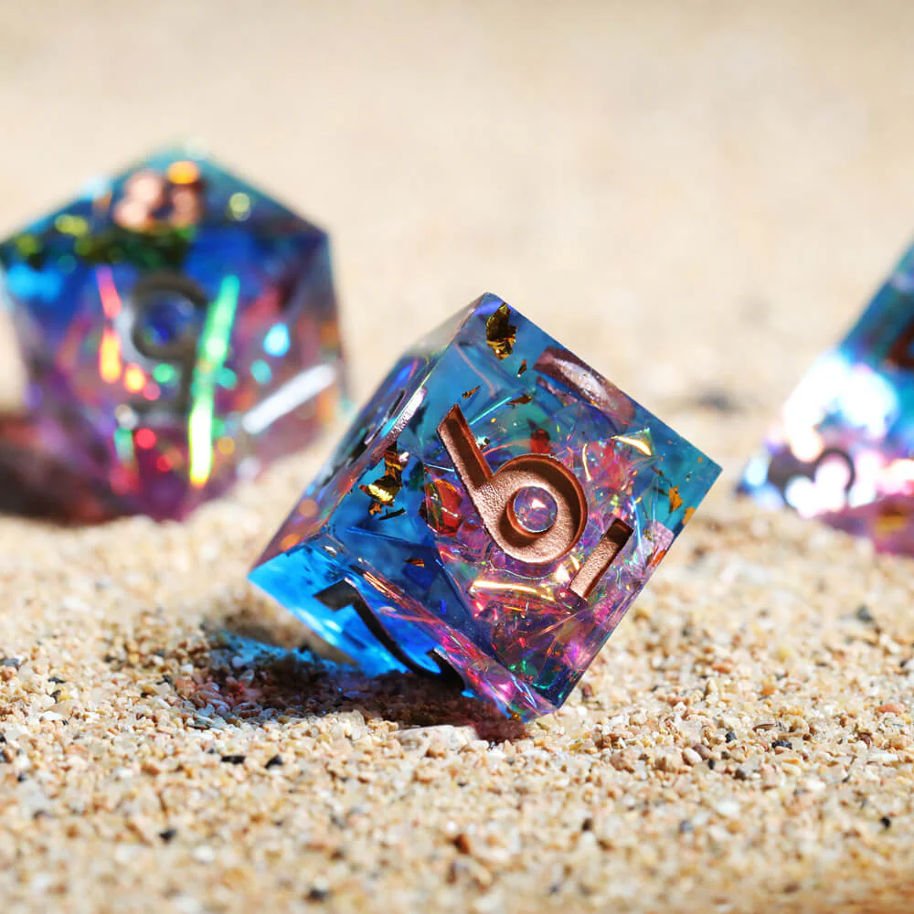 D&D 7-Piece Sharp Edge Cozy Weekend Polyhedral Resin Dice Set - Image 2