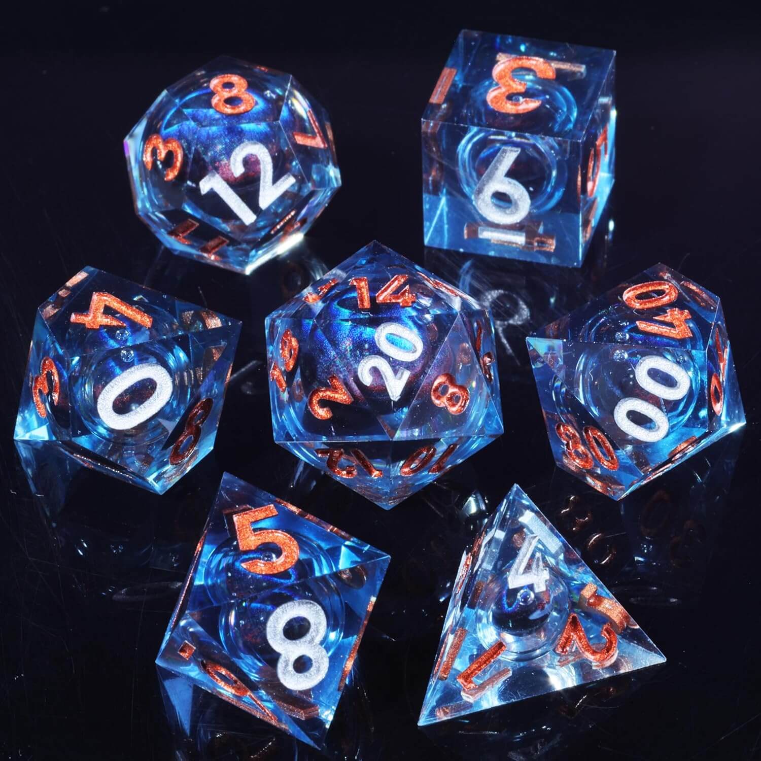 Dragon Eye Sharp Edge Resin Polyhedral 7-Piece D&D Dice Set - Image 4