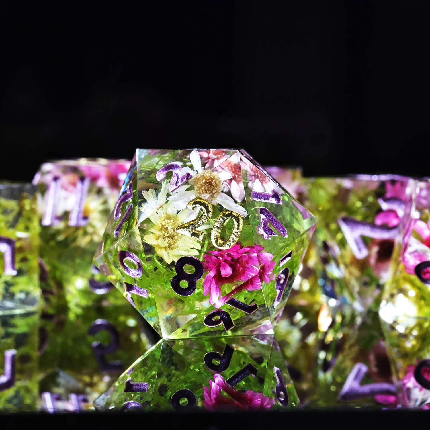 Flower Handmade Polyhedral D and D Dice Set for Board Games - Image 3