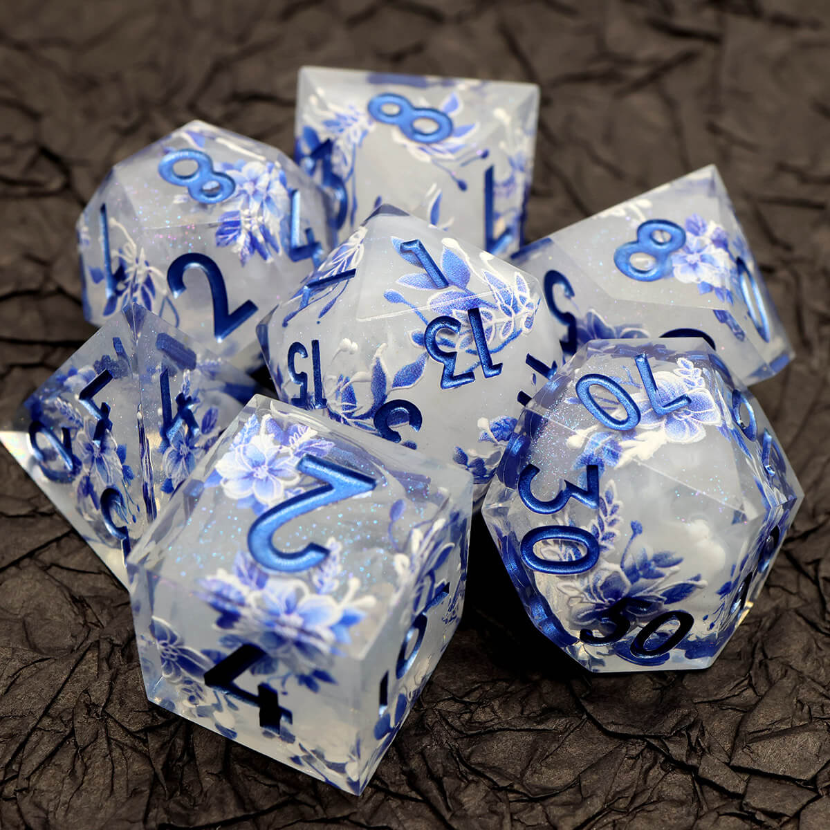 Flower Layered 7-Piece Sharp Edge DND Dice Set - Image 6