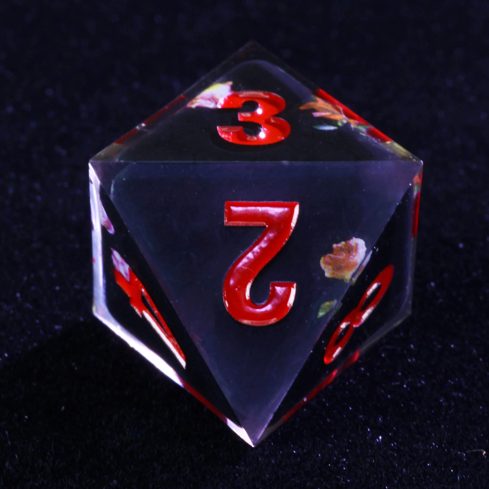 Gaming 7 Polyhedral Resin Dice Sets D&D Flower Black - Image 6
