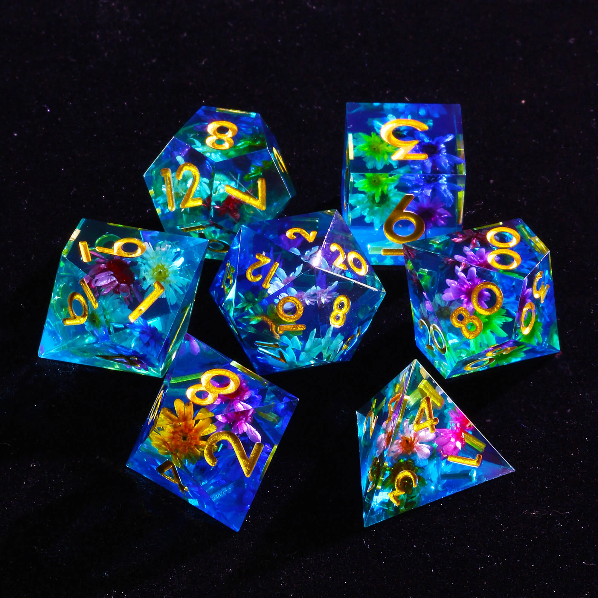 Gaming 7 Polyhedral Resin D&D Dice Sets Flower - Image 2