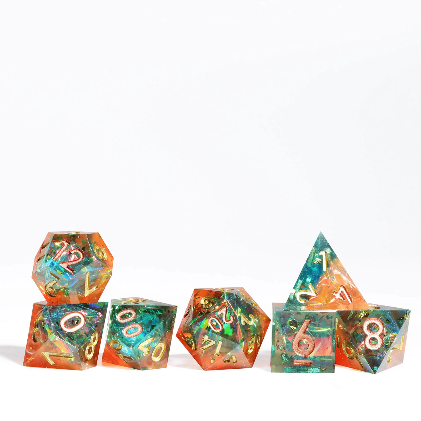 Gaming Resin 7 Sharp Edge Polyhedral D and D Set Dice - Freedom and Piety - Image 5
