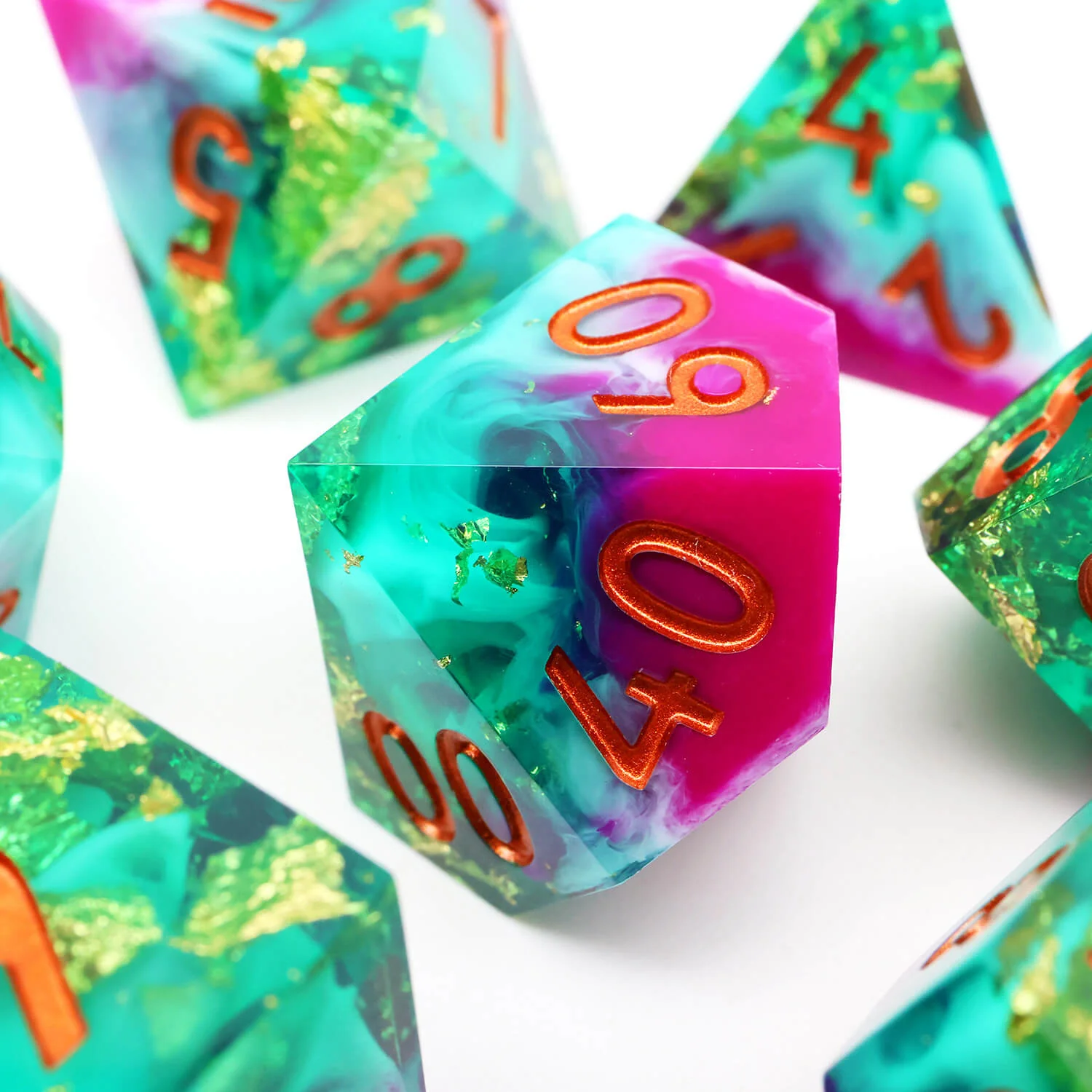 Gold Leaf Handmade Polyhedral DnD Dice Set for Board Games - Image 11