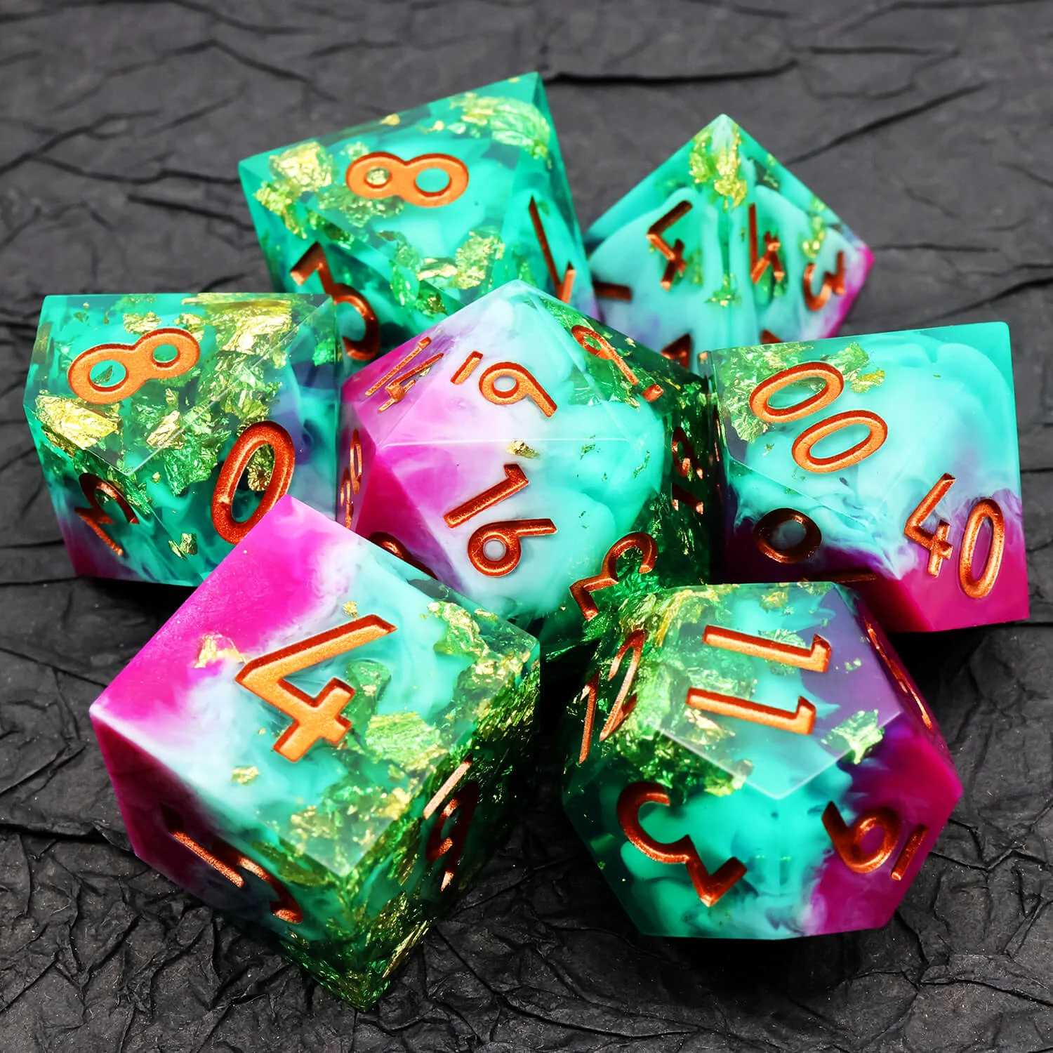 Gold Leaf Handmade Polyhedral DnD Dice Set for Board Games - Image 13