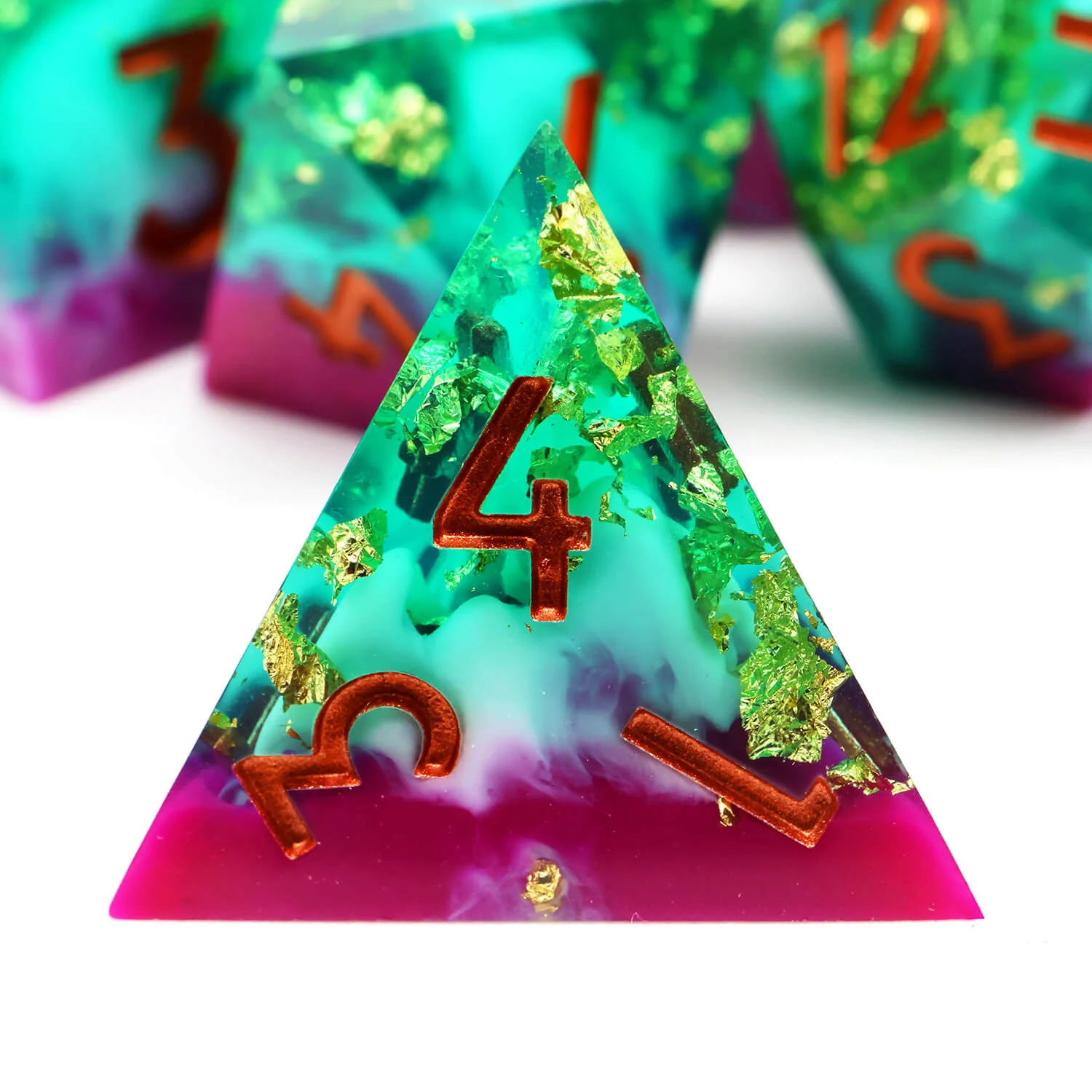 Gold Leaf Handmade Polyhedral DnD Dice Set for Board Games - Image 2