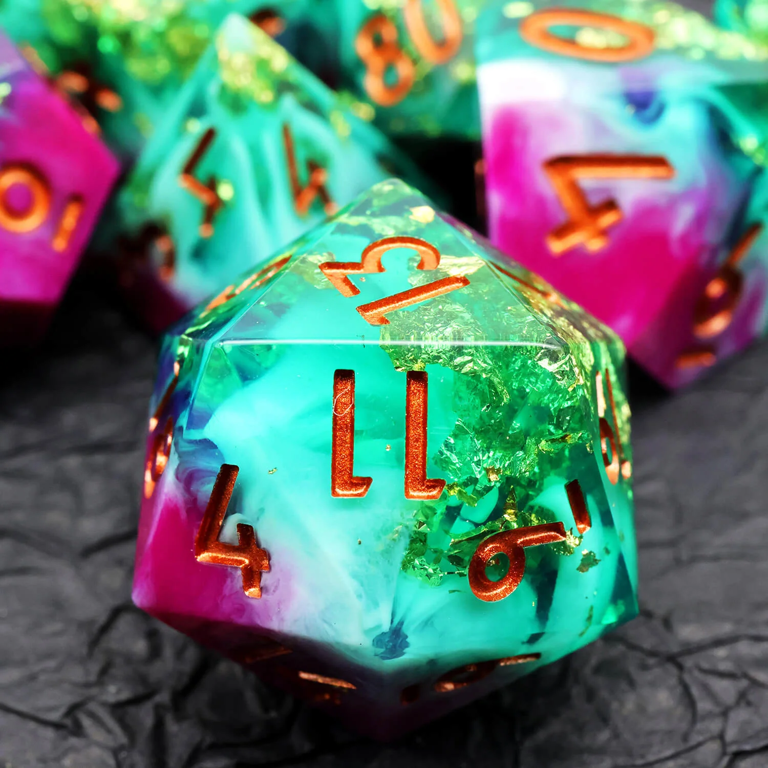 Gold Leaf Handmade Polyhedral DnD Dice Set for Board Games - Image 9