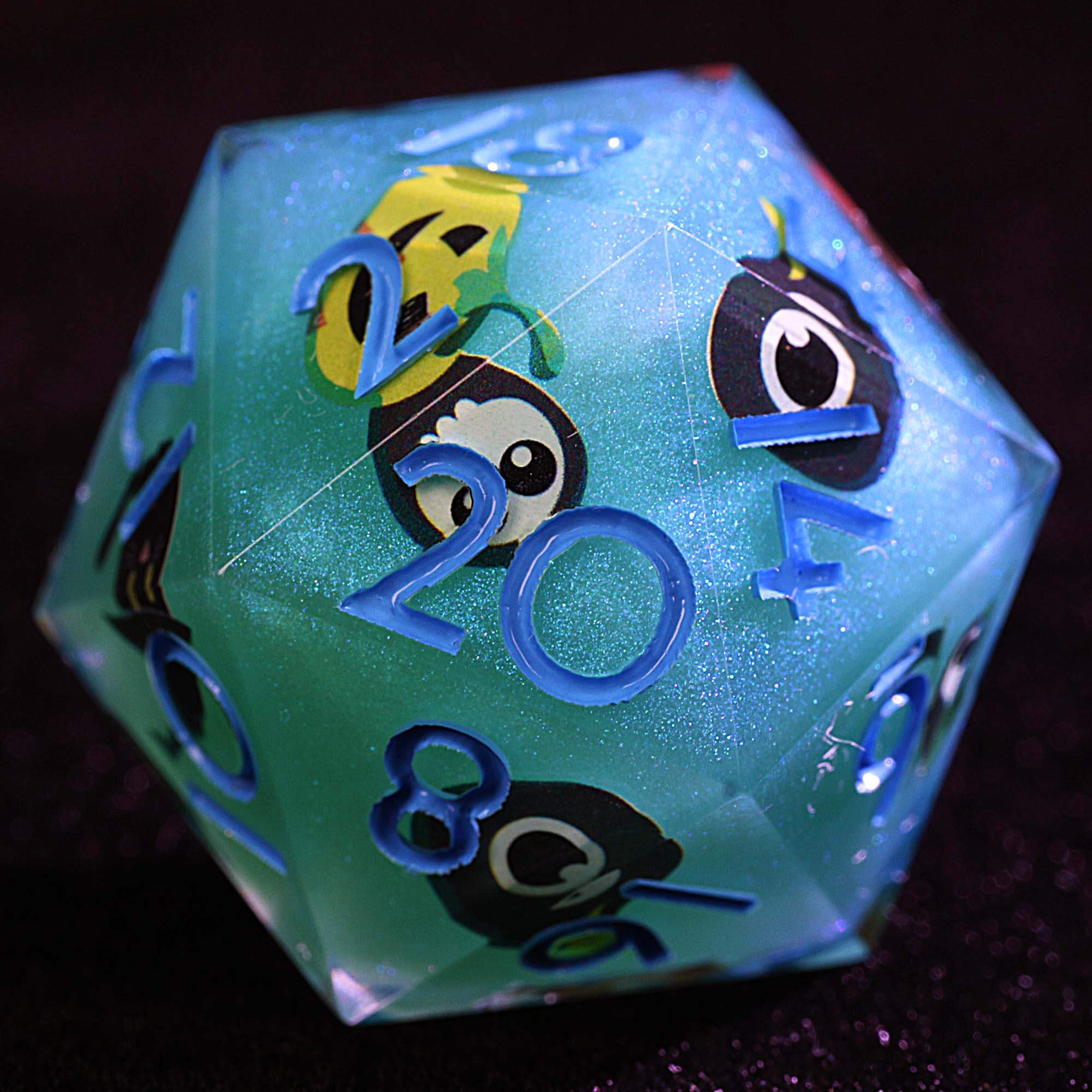 Halloween 9 Polyhedral Resin Set of Dice D&D Lake Blue Dark Ghost - Image 2