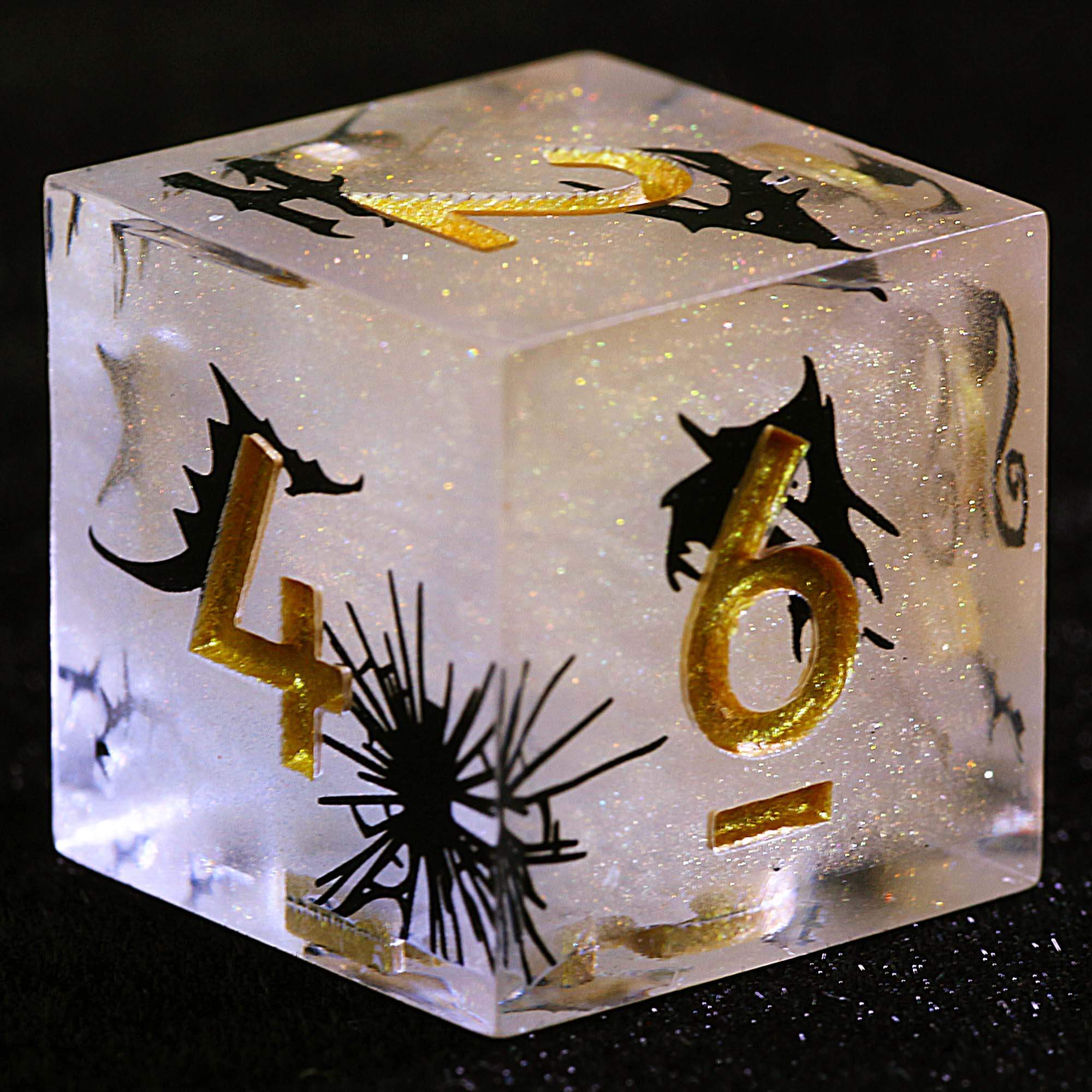 Halloween 9 Polyhedral Resin Sets of Dice D and D Yellow Black Simple Bat - Image 3