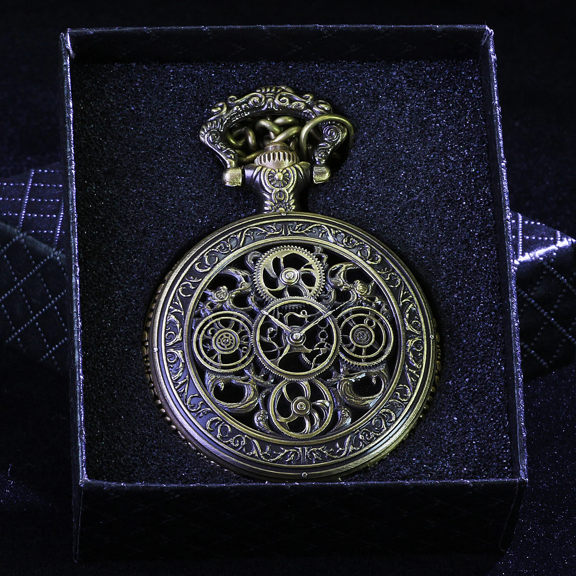 Hollow Gear Mini Polyhedral Metal DnD Dice Sets with Pocket Watch Shell Case - Image 9