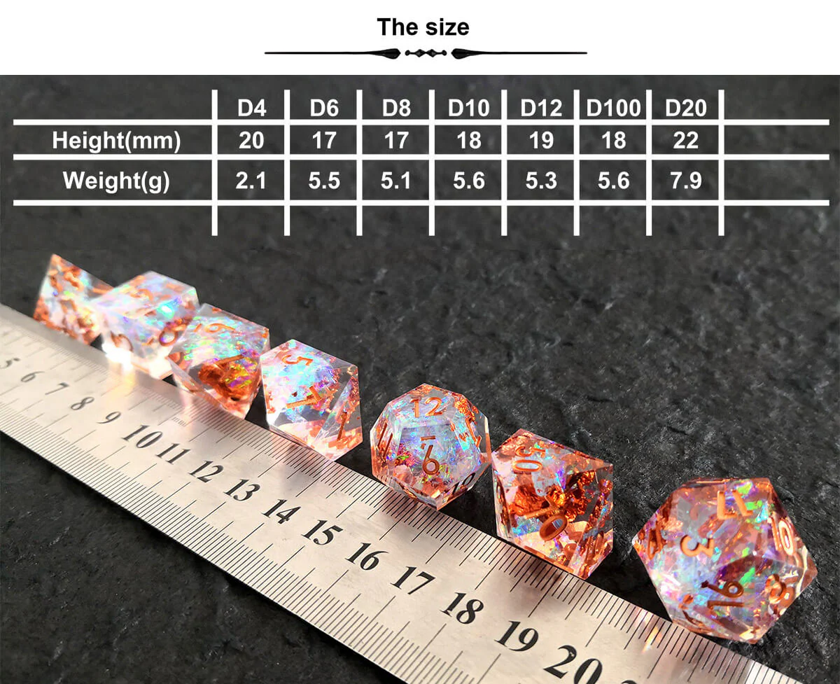 Layered Flower DND Dice Set 7-Piece Sharp Edge - Image 12